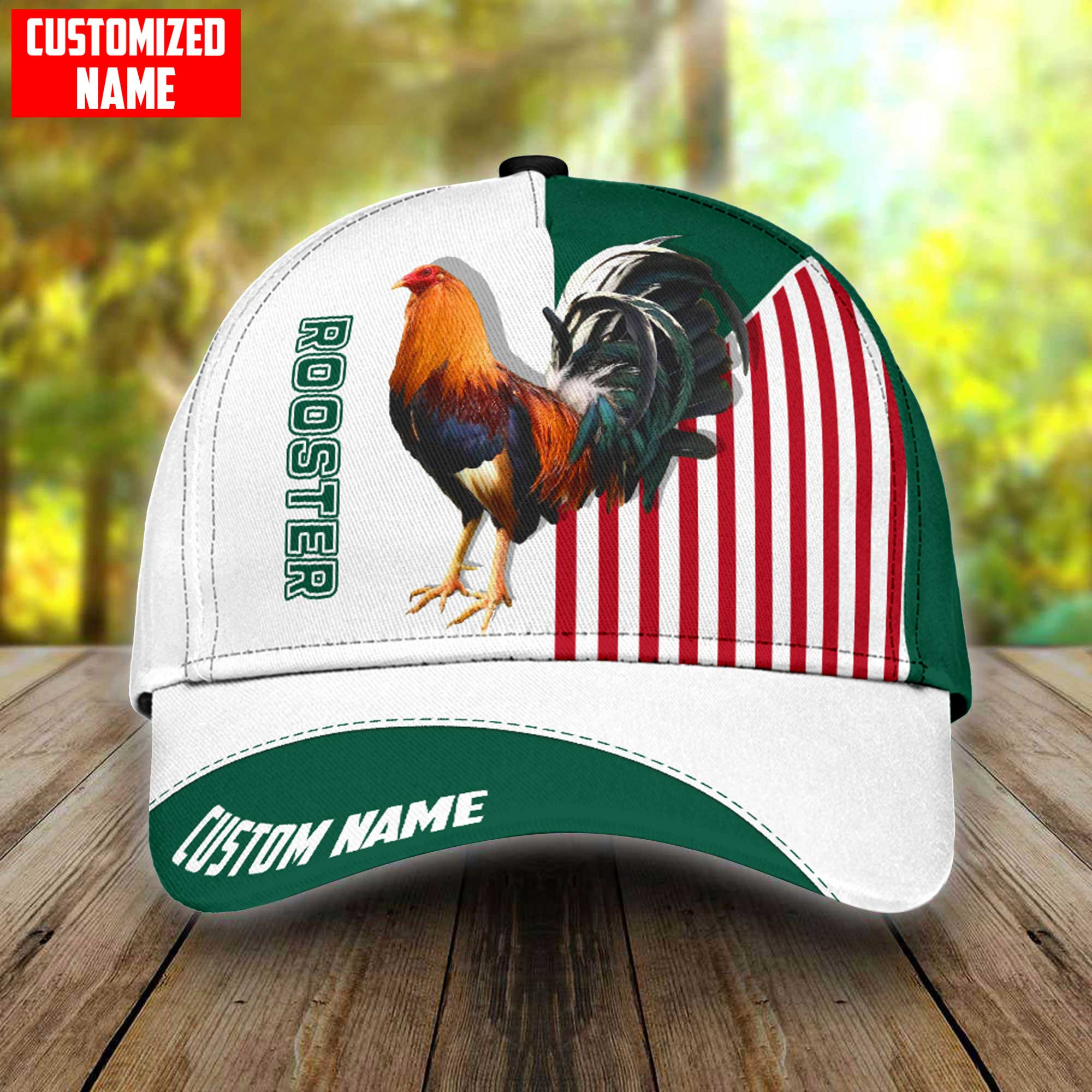 Adeenyc Custom Name Rooster Mexico All Over Printed Baseball Cap Hat Classic Cap For Chicken Lover Trucker Hats Custom Hats Gifts For Men & Women