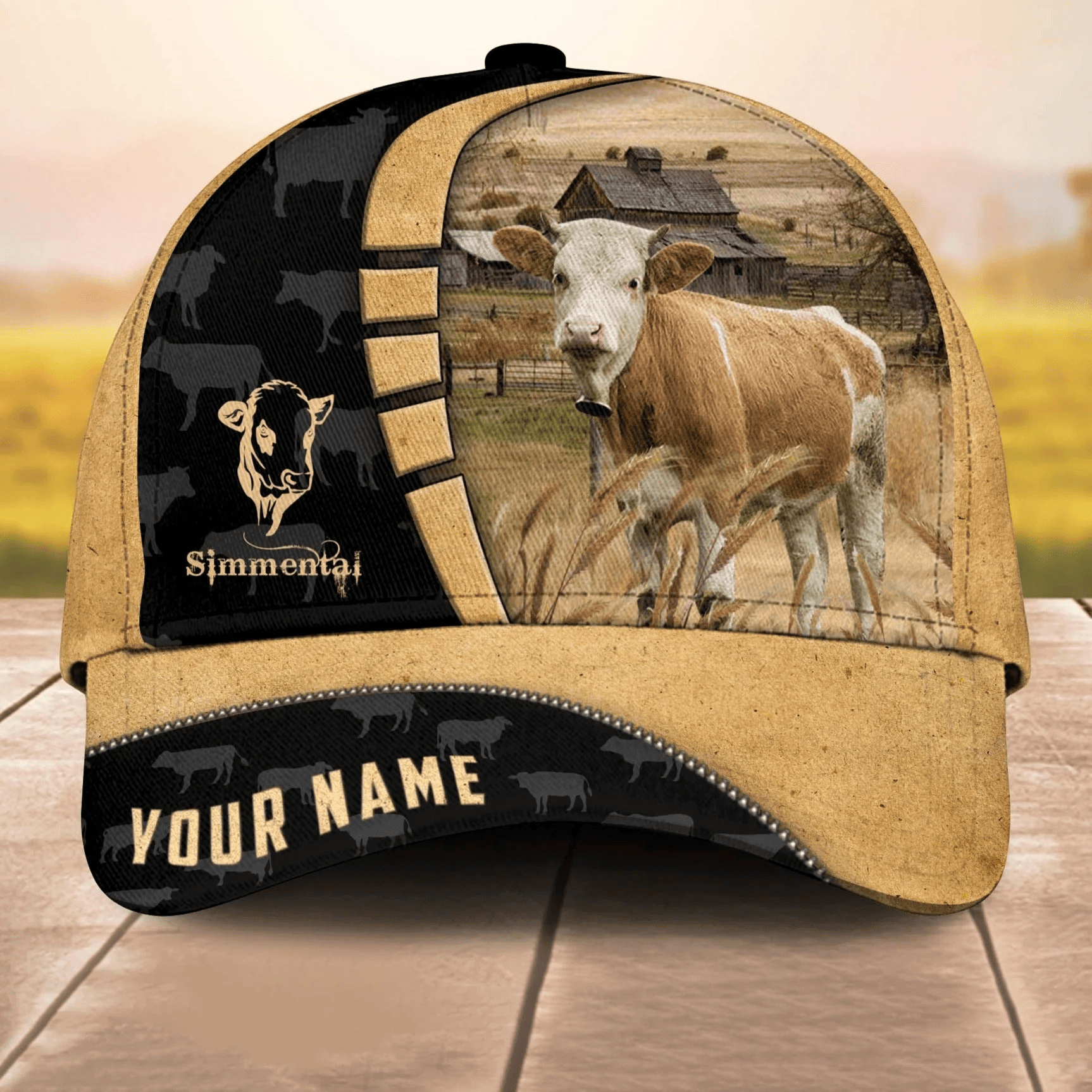 Adeenyc Custom Name Simmental Cale 3D Cap 3D All Over Print Baseball Cap, Cap For Farm Lovers, Animal Cap, Leather Pattern Cap Trucker Hats Custom Hats Gifts For Men & Women