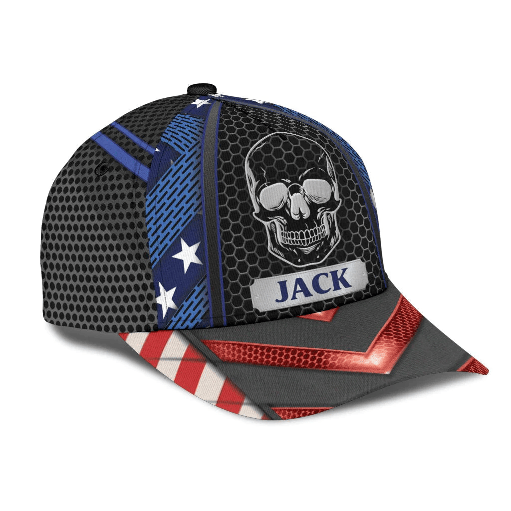 Adeenyc Custom Name Skull Baseball Cap Hat For Men And Women Trucker Hats Custom Hats Gifts For Men & Women