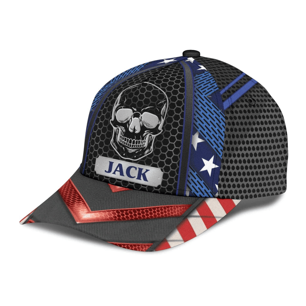 Adeenyc Custom Name Skull Baseball Cap Hat For Men And Women Trucker Hats Custom Hats Gifts For Men & Women