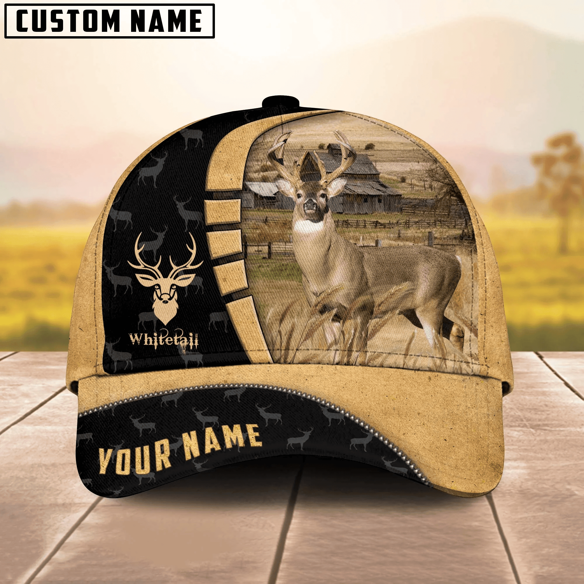 Adeenyc Custom Name Whitetail 3D Cap 3D All Over Print Baseball Cap, Cap For Farm Lovers, Animal Cap, Leather Pattern Cap Trucker Hats Custom Hats Gifts For Men & Women