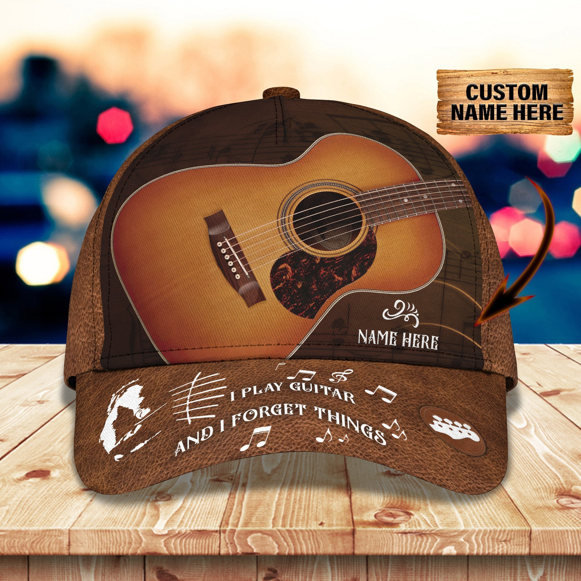 Adeenyc Custom Personalized Guitar Cap With Name - Classic Design Hats Gifts for men & women Adeenyc.com