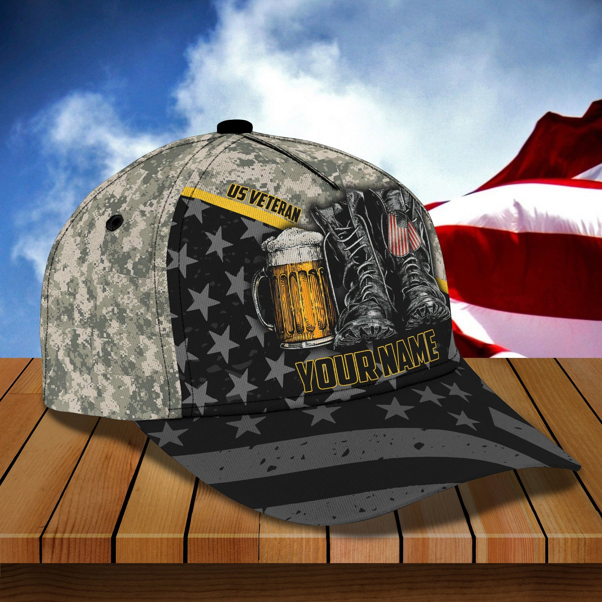 Adeenyc Custom Personalized Name Cap - Classic Design For Beer And Veteran Lovers Hats Gifts for men & women Adeenyc.com