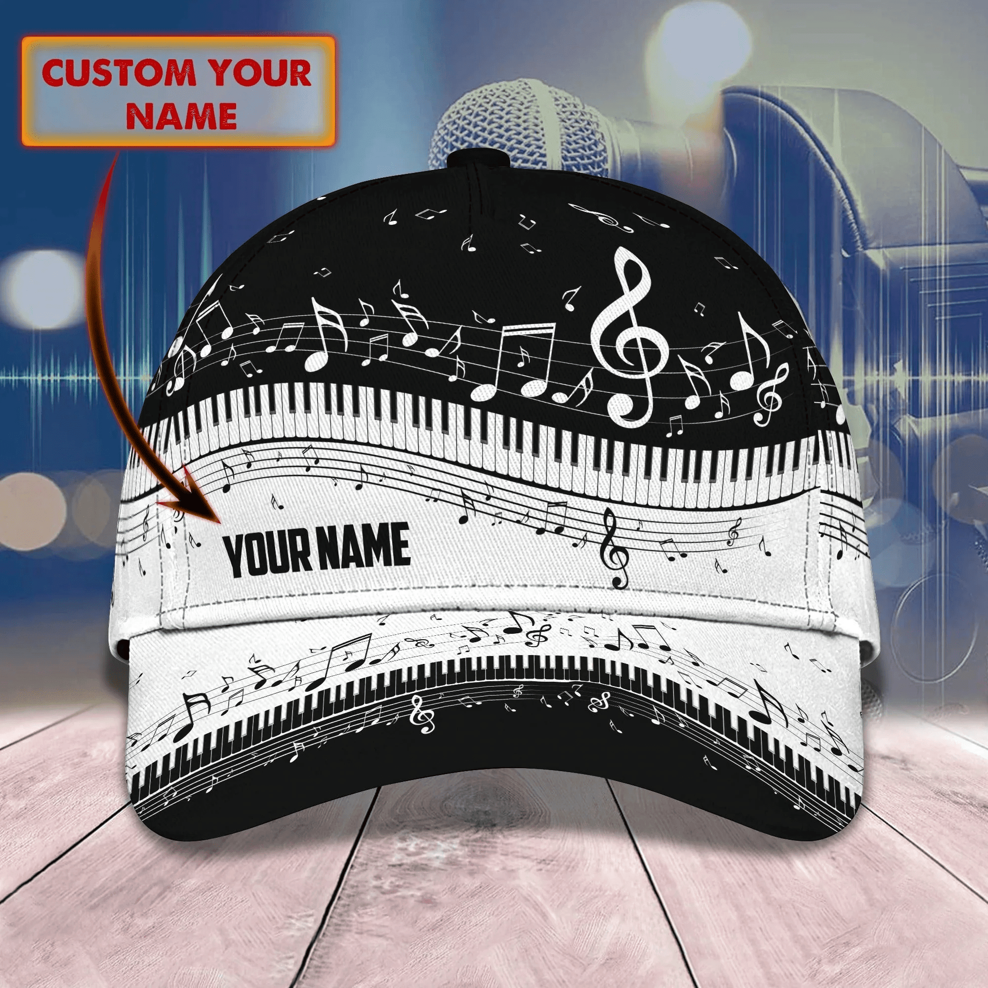 Adeenyc Custom Piano Baseball Cap Full Print For Piano Lover, To My Wife, Husband, Son, Daughter Piano Lover Gifts Trucker Hats Custom Hats Gifts For Men & Women