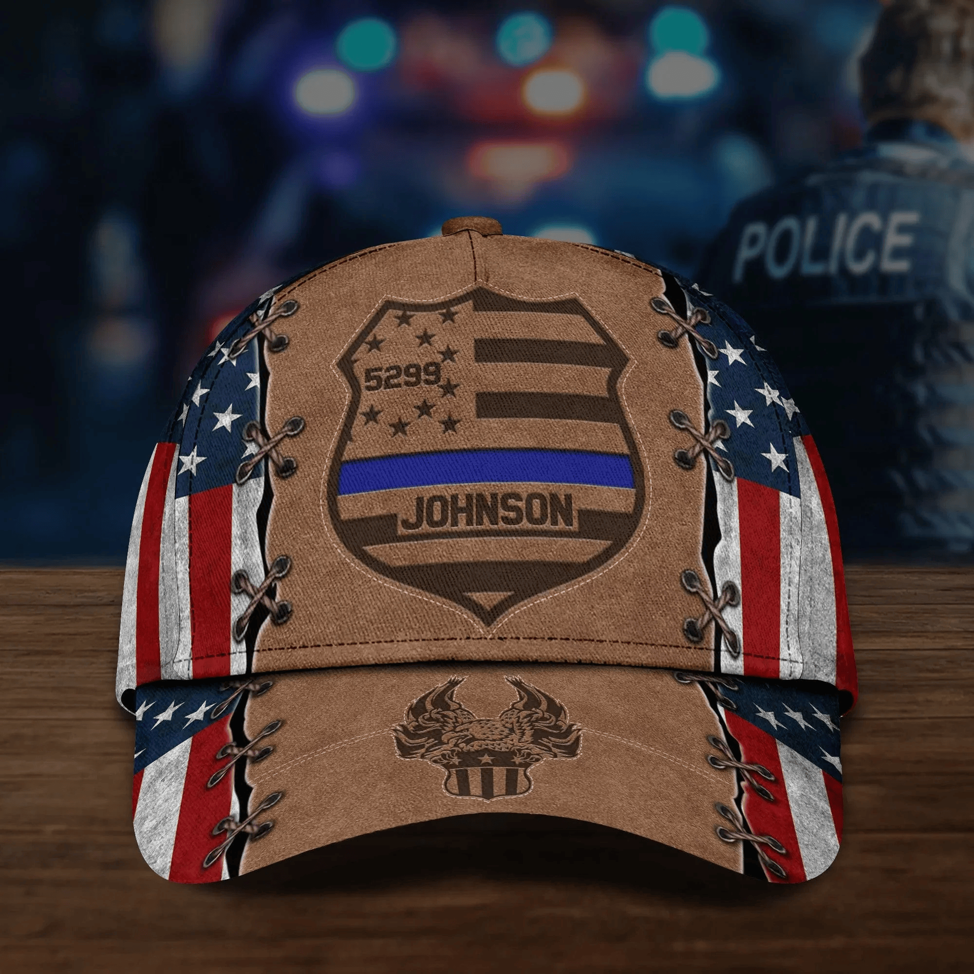 Adeenyc Custom Police Badge Cap, Police Badge Custom Name and Number Police Hat for Dad, Police 3D Cap for Him Trucker Hats Custom Hats Gifts For Men & Women