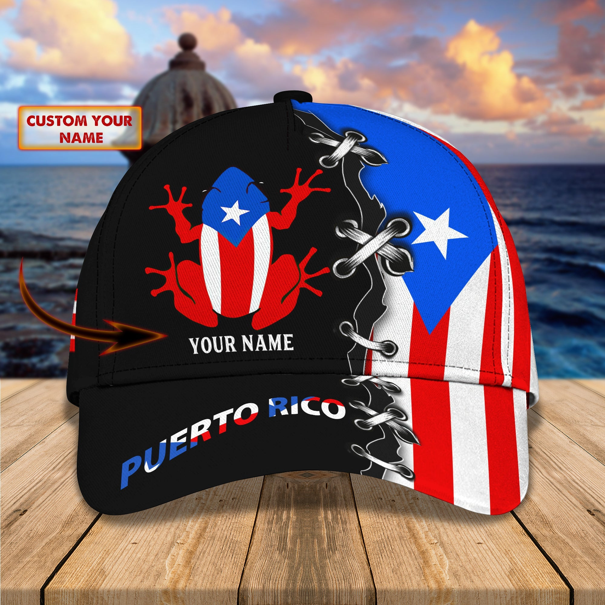 Adeenyc Custom Puerto Rico Name Cap - Personalized Classic Cap Baseball Cap Hat Hats Gifts for men & women Adeenyc.com