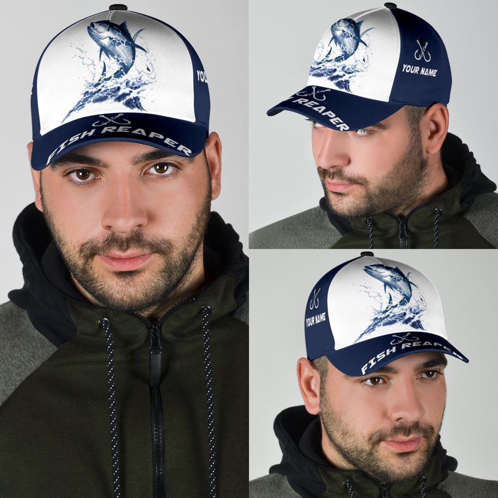 Adeenyc - Custom Text Tuna Fishing Hook Print Cap Trucker Hats Custom Hats Gifts For Men & Women