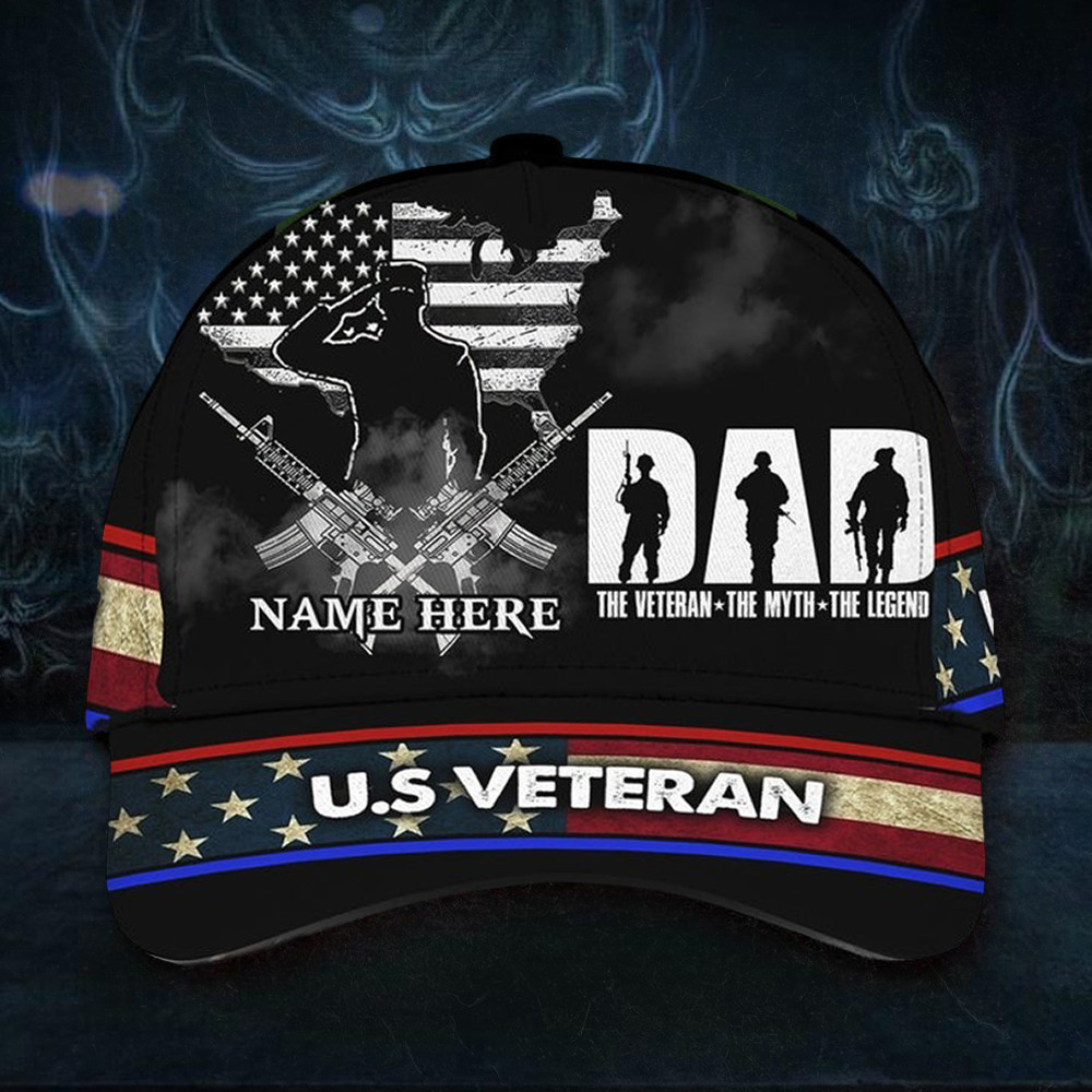 Adeenyc Custom The Veteran The Myth The Legend Hat Patriotic Cool Gifts For Veterans Day Trucker Hats Custom Hats Gifts For Men & Women