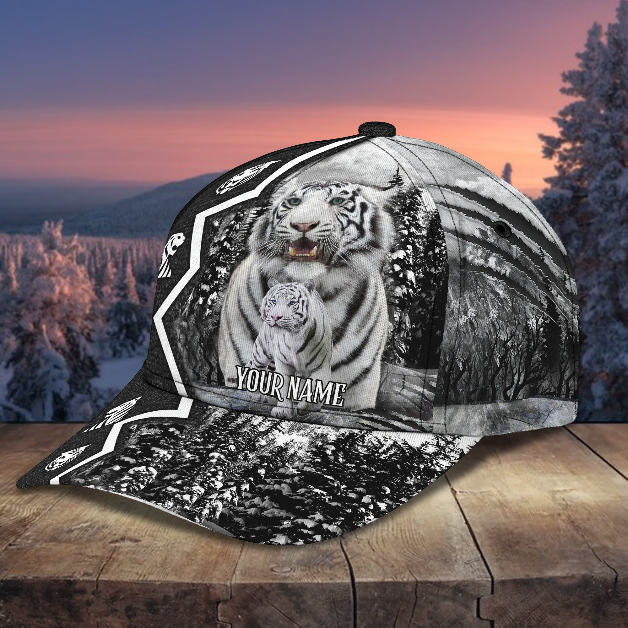 Adeenyc Custom White Tiger Cap - Personalized Classic Hat Hats Gifts for men & women Adeenyc.com