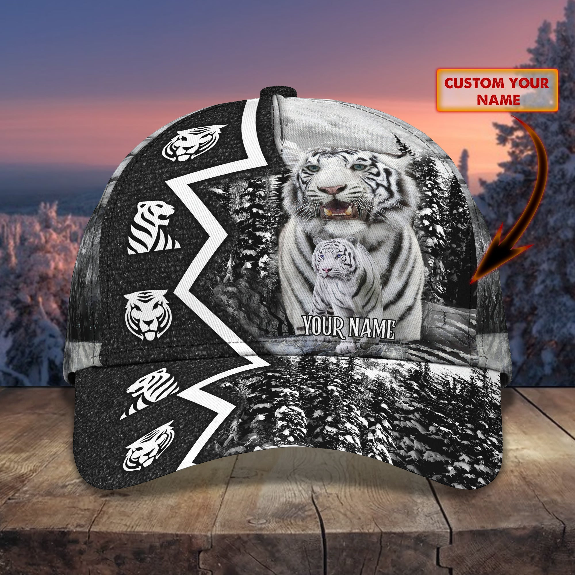 Adeenyc Custom White Tiger Cap - Personalized Classic Hat Hats Gifts for men & women Adeenyc.com