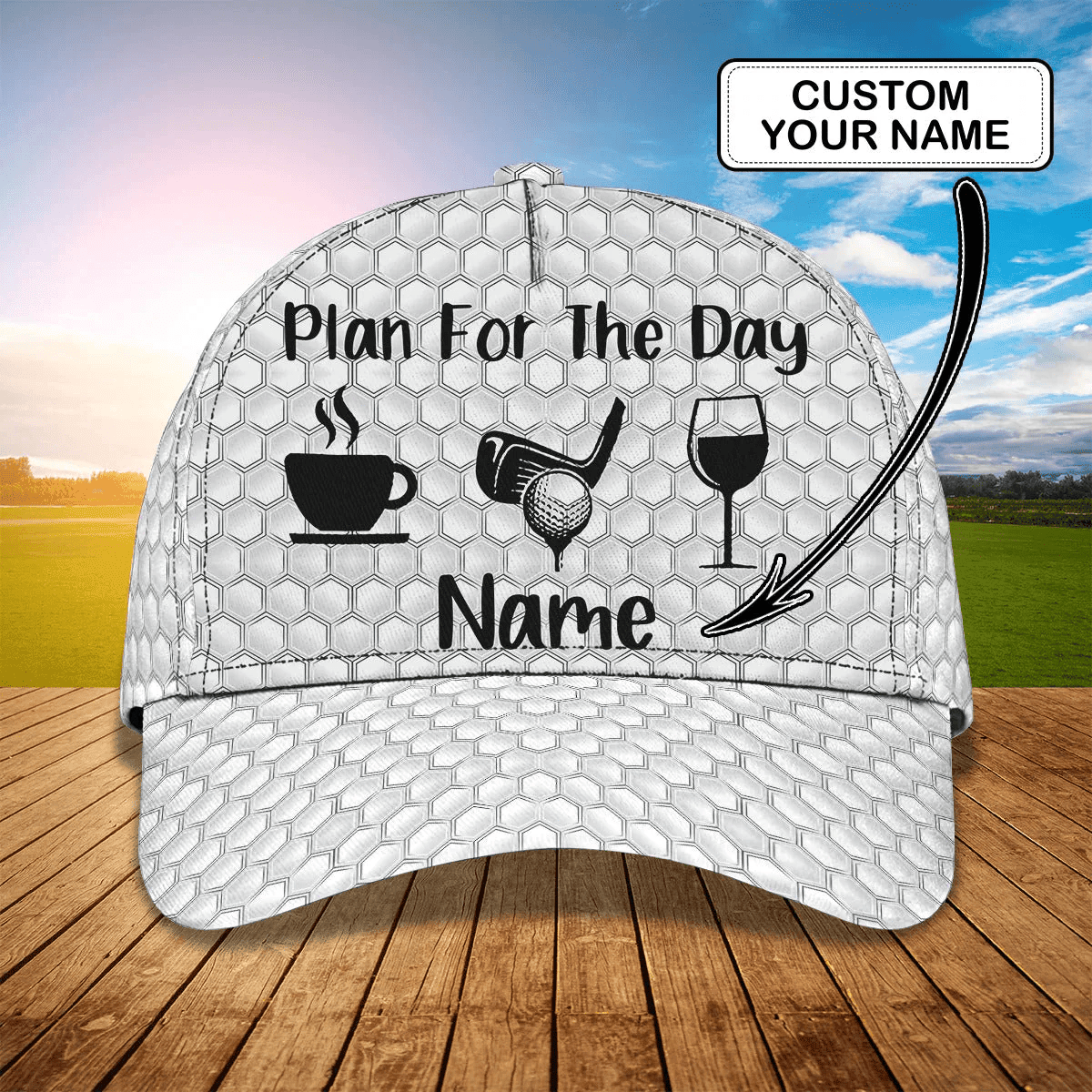 Adeenyc Custom With Name 3D Baseball Cap Hat For Golf Man, Plan For The Day With Golf, Gift A Golf Lover Trucker Hats Custom Hats Gifts For Men & Women