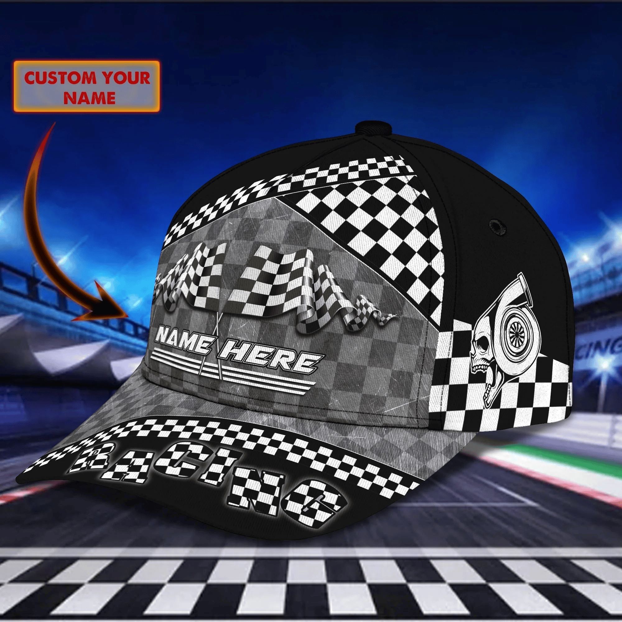 Adeenyc Custom With Name 3D Full Printed Baseball Cap For Racer, Racer Cap, Racing Hat For Men And Women Trucker Hats Custom Hats Gifts For Men & Women