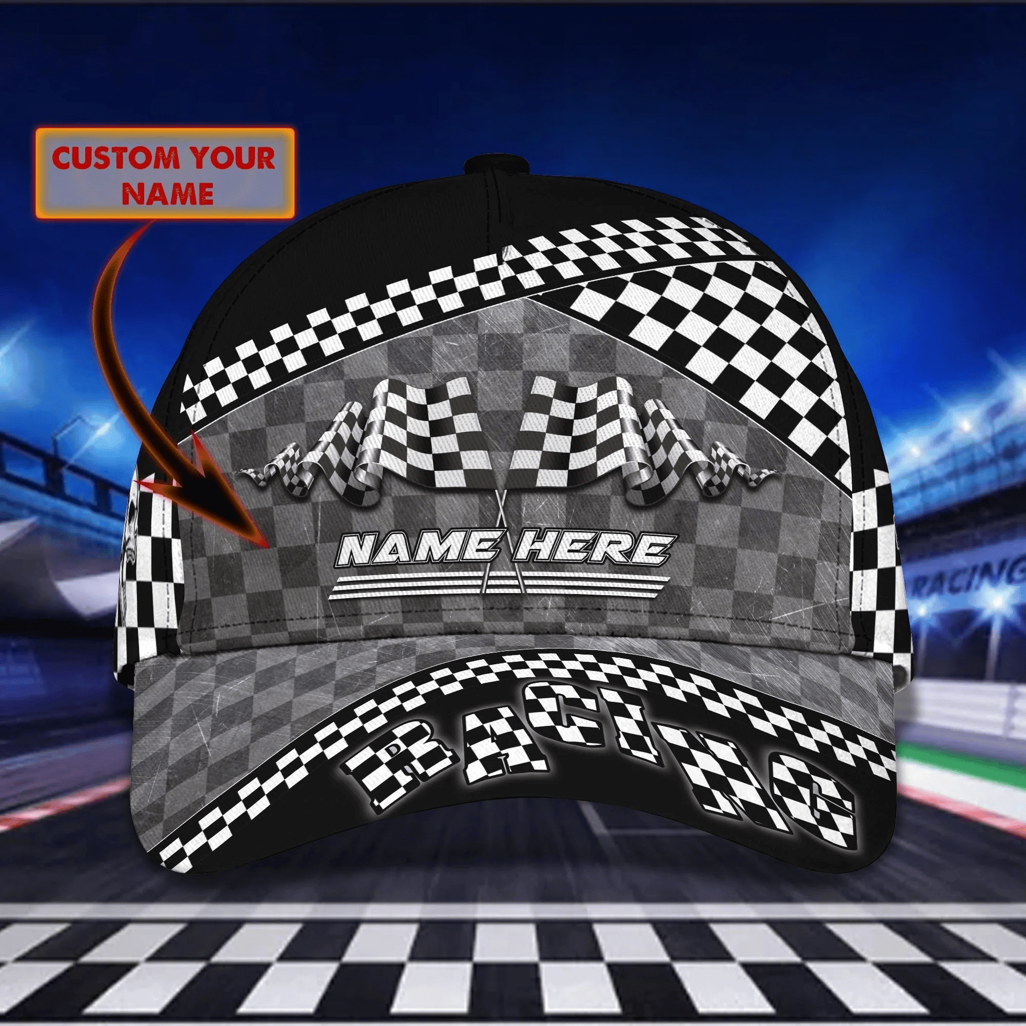 Adeenyc Custom With Name 3D Full Printed Baseball Cap For Racer, Racer Cap, Racing Hat For Men And Women Trucker Hats Custom Hats Gifts For Men & Women