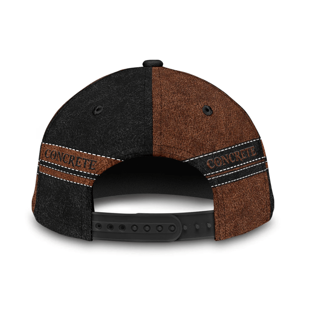 Adeenyc Custom With Name Concrete Finisher Us Leather Cover Baseball Cap Hat, Gift To Concreter Man, Concrete Cap Hat Trucker Hats Custom Hats Gifts For Men & Women