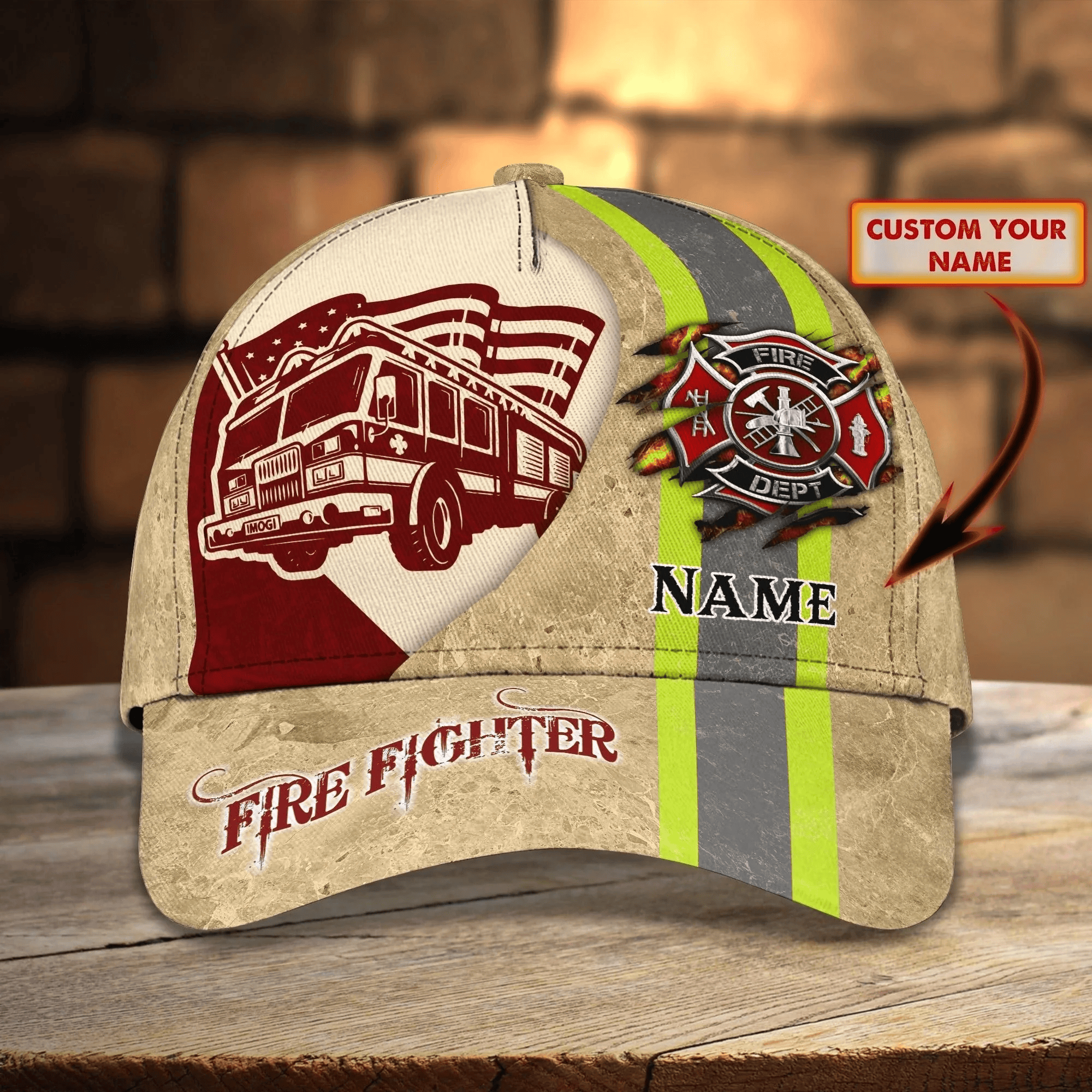 Adeenyc Custom With Name Fire Man Baseball Cap, Classic 3D Full Print Hat Cap For Firefighters Trucker Hats Custom Hats Gifts For Men & Women