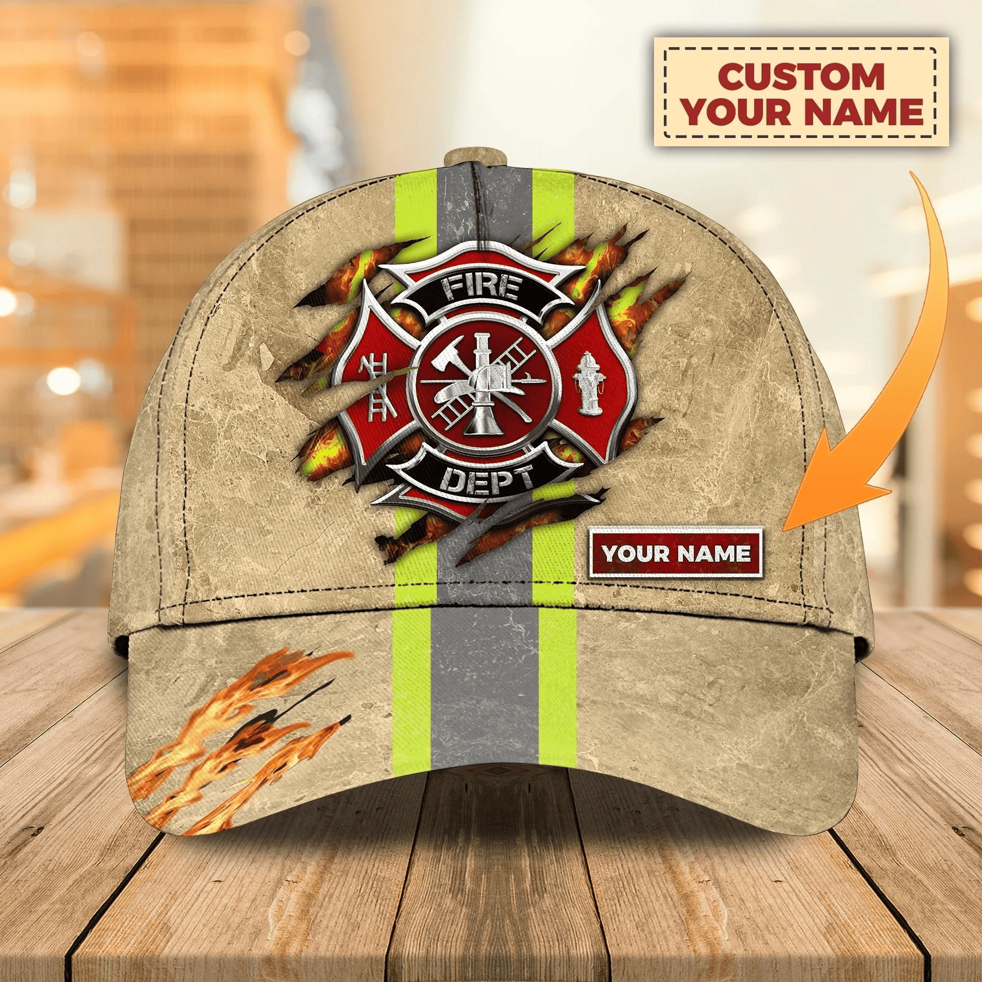 Adeenyc Custom With Name Fire Man Baseball Cap, Classic 3D Full Print Hat Cap For Firefighters Trucker Hats Custom Hats Gifts For Men & Women