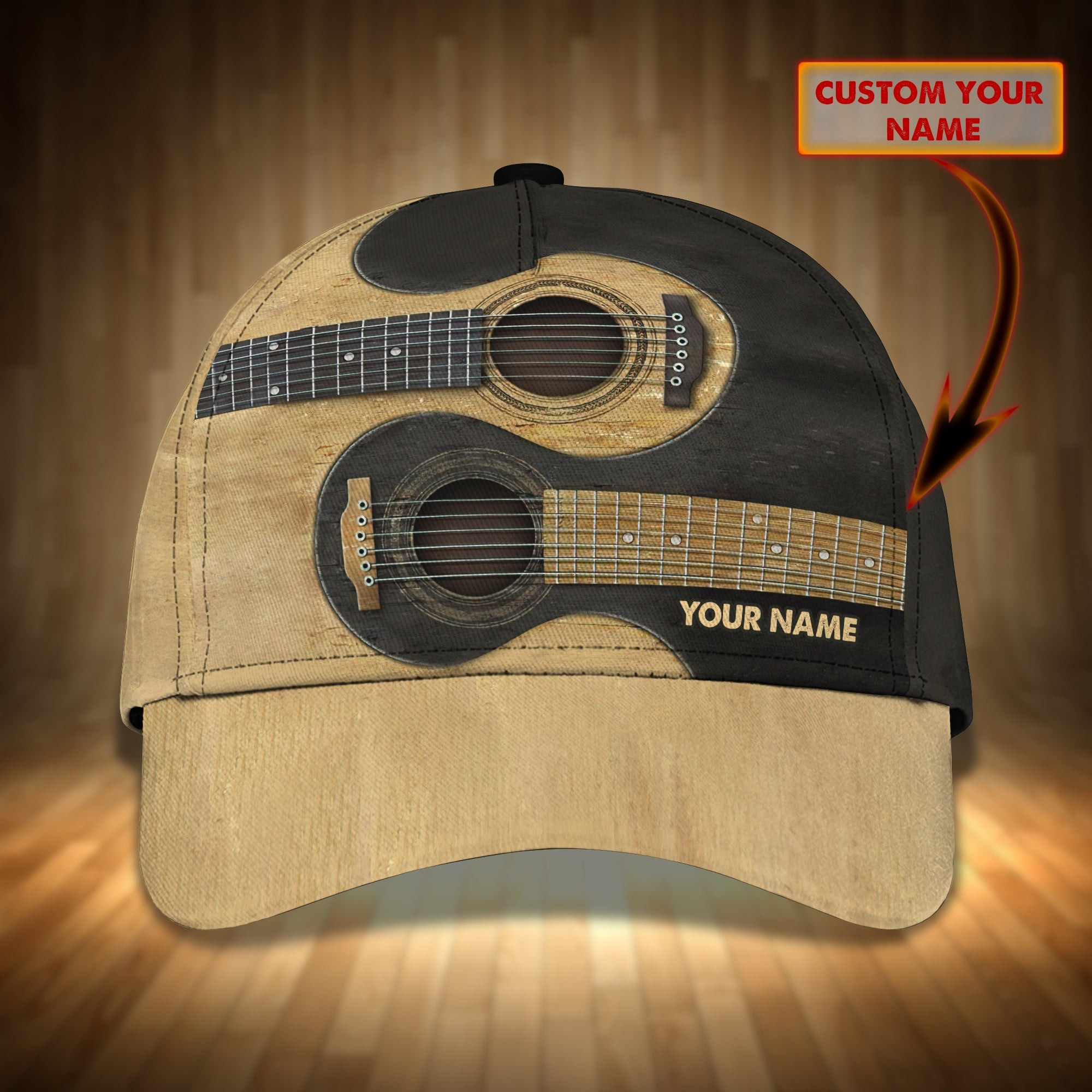 Adeenyc Custom Yinyang Guitar Personalized Name Cap Hats Gifts for men & women Adeenyc.com