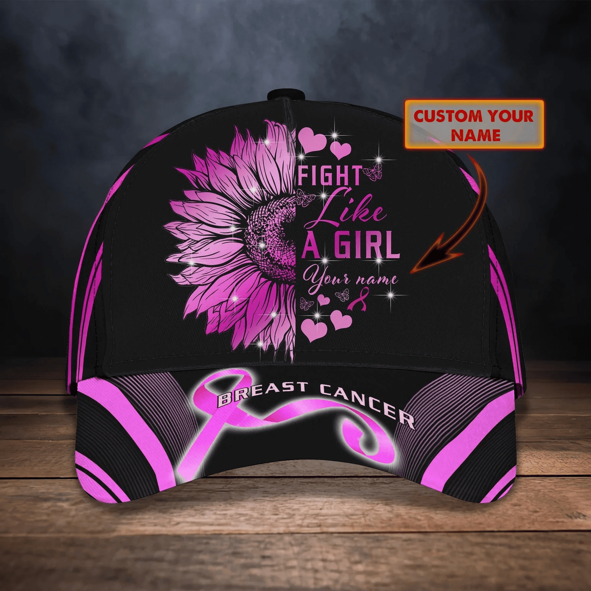 Adeenyc Customized Breast Cancer Cap Hat, Fight Like A Girl, Breast Cancer Awareness Gift Trucker Hats Custom Hats Gifts For Men & Women