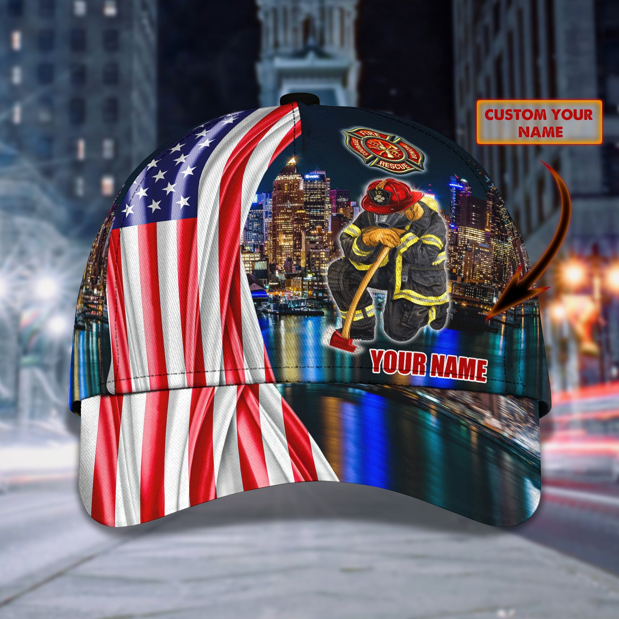 Adeenyc Customized Firefighter Personalized Cap Hats Gifts for men & women Adeenyc.com