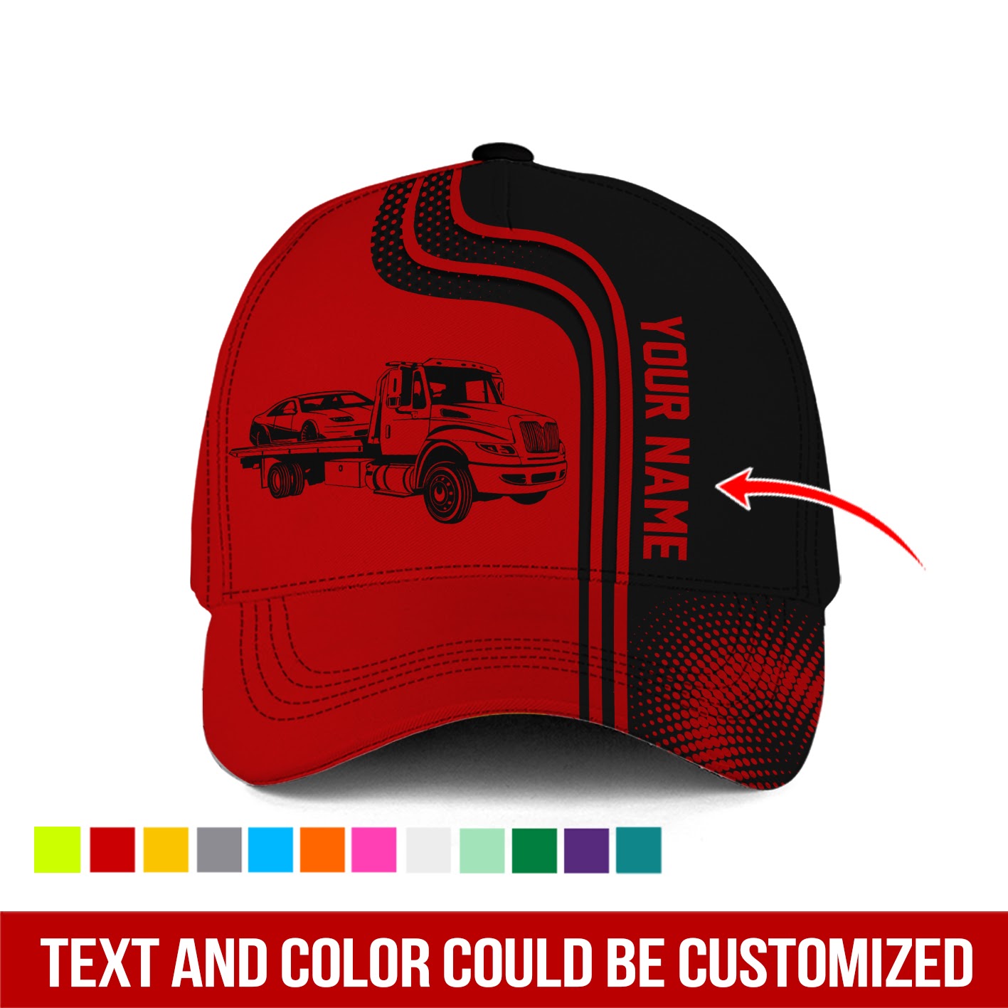 Adeenyc Customized Name And Color Tow Truck Classic Hat Baseball Cap Trucker Hats Custom Hats Gifts For Men & Women