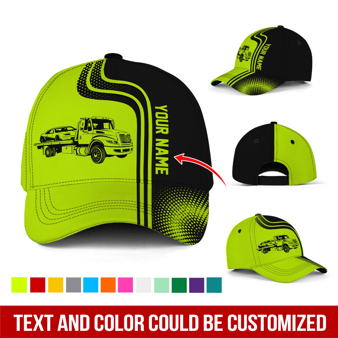 Adeenyc Customized Name And Color Tow Truck Classic Hat Baseball Cap Trucker Hats Custom Hats Gifts For Men & Women