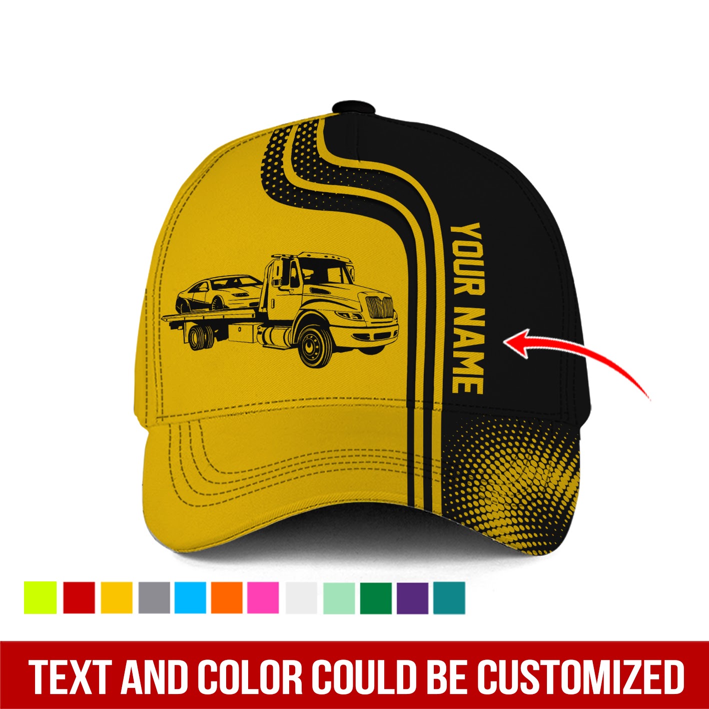 Adeenyc Customized Name And Color Tow Truck Classic Hat Baseball Cap Trucker Hats Custom Hats Gifts For Men & Women