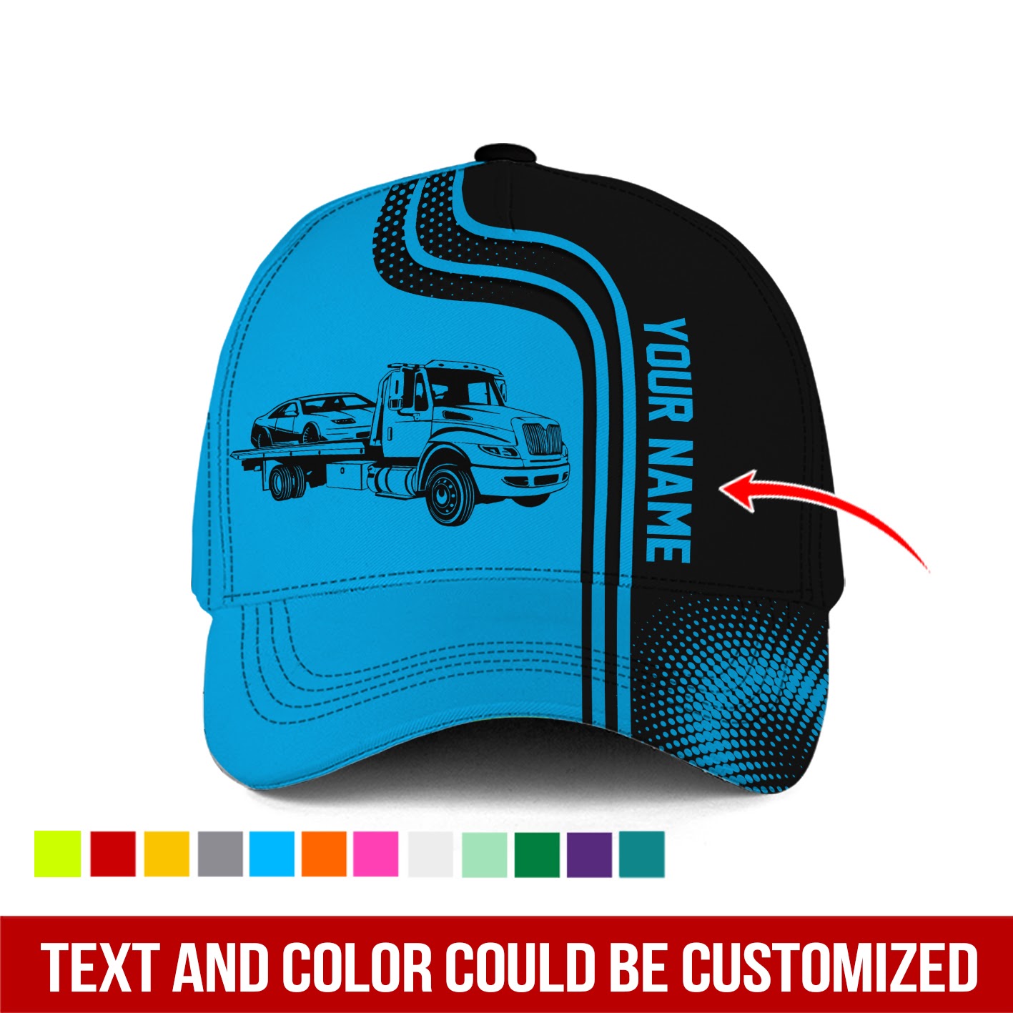 Adeenyc Customized Name And Color Tow Truck Classic Hat Baseball Cap Trucker Hats Custom Hats Gifts For Men & Women