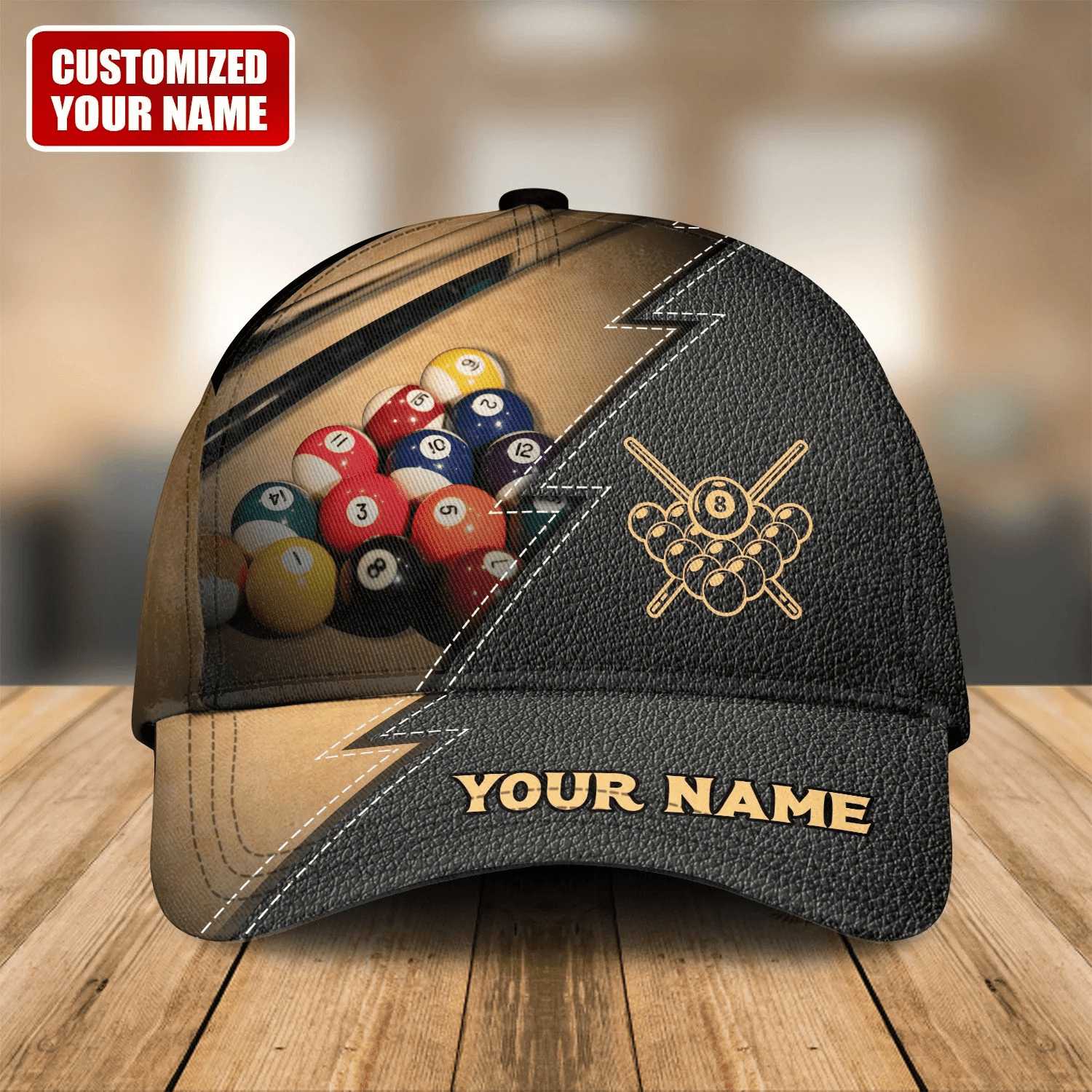 Adeenyc Customized Name Leather Billiard Classic Cap, Baseball Cap Billiard for Men, Billiard Hat Trucker Hats Custom Hats Gifts For Men & Women