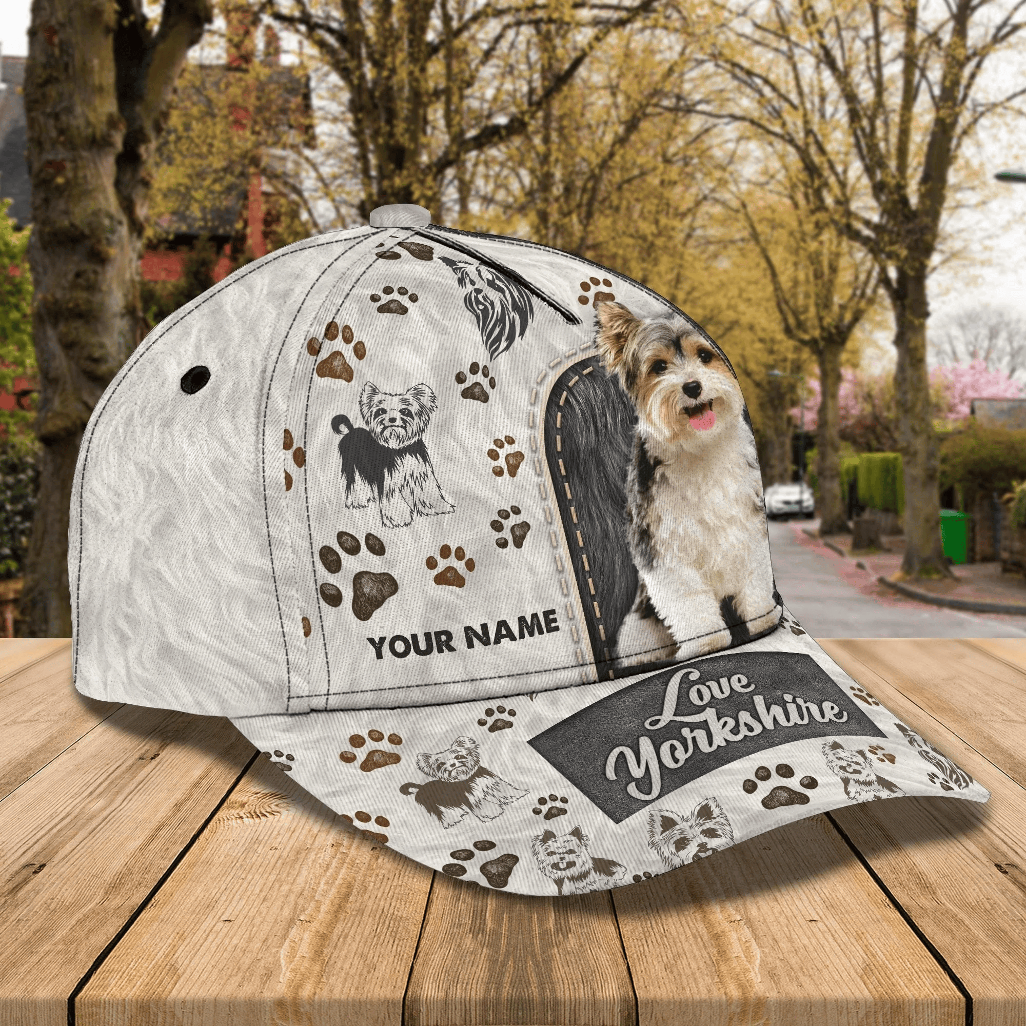 Adeenyc Customized With Name 3D All Over Print Baseball Cap Dog Yorkshire Lovers, Classic Cap Hat For Yorkshire Lover Trucker Hats Custom Hats Gifts For Men & Women