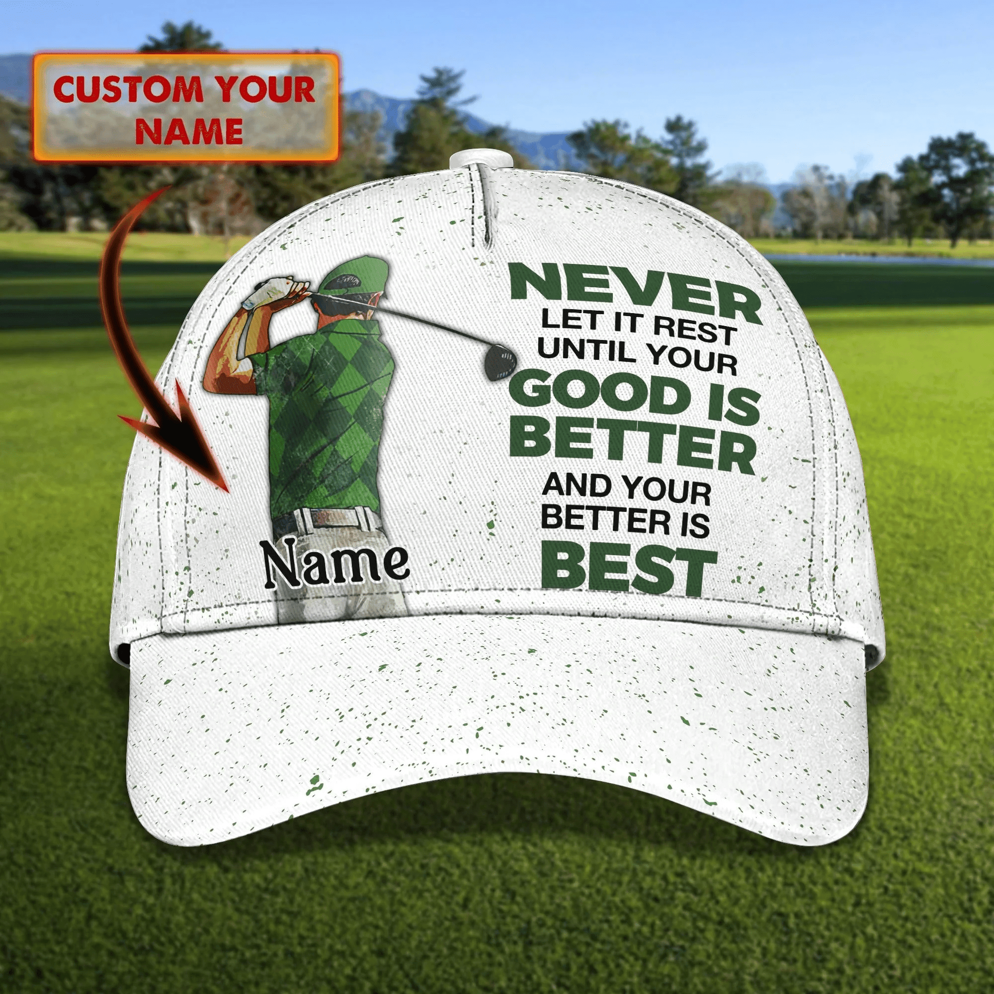 Adeenyc Customized With Name All Over Print 3D Cap For Dad Golf, Man Golfer Hat Caps, Dad Golf Caps Trucker Hats Custom Hats Gifts For Men & Women