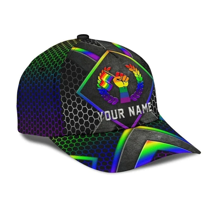 Adeenyc Customized With Name Pride Baseball Cap, Stop Hating LGBT Printing 3D Baseball Cap Hat, Lesbian Gifts Trucker Hats Custom Hats Gifts For Men & Women