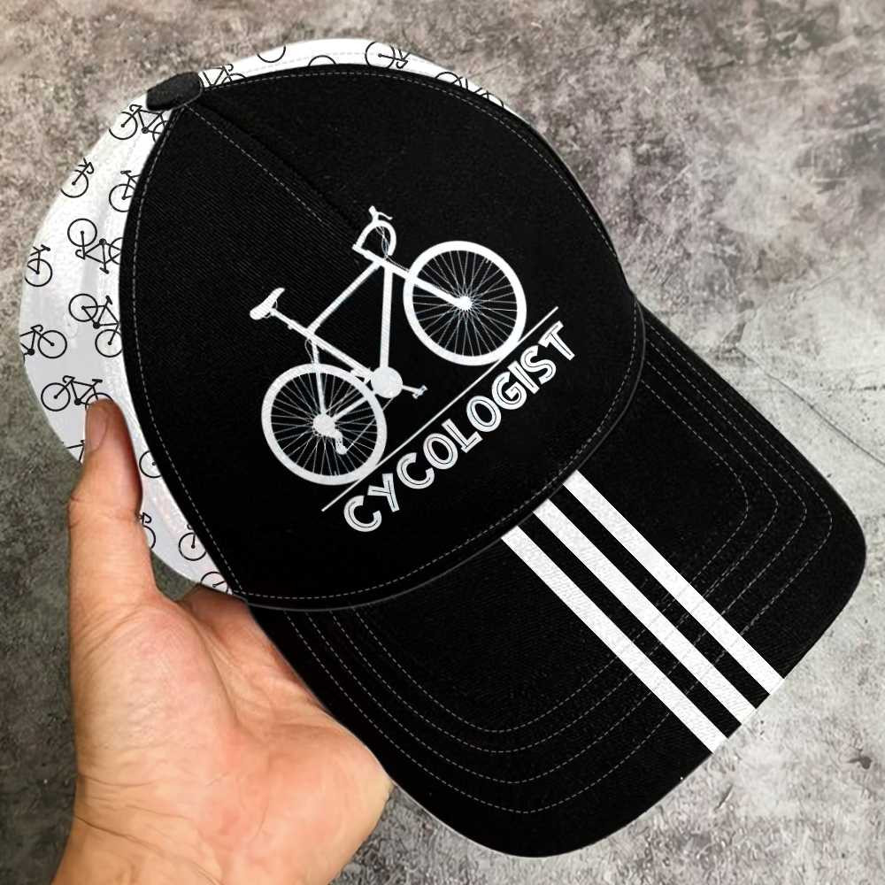 Adeenyc - Cycologist Classic Cap Baseball Hat, Black And White Mountain Bike Pattern Cycling Baseball Cap Trucker Hats Custom Hats Gifts For Men & Women