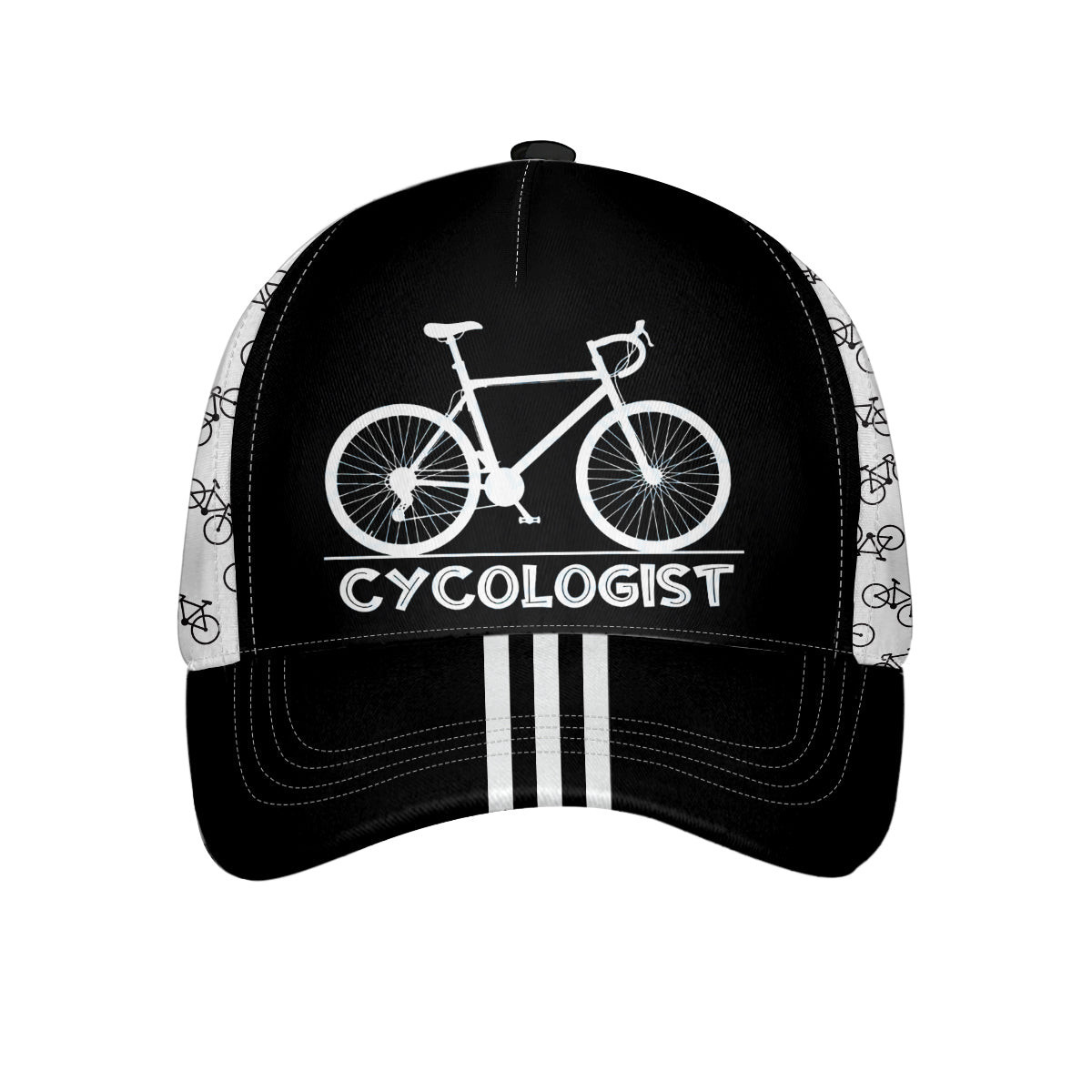 Adeenyc - Cycologist Classic Cap Baseball Hat, Black And White Mountain Bike Pattern Cycling Baseball Cap Trucker Hats Custom Hats Gifts For Men & Women