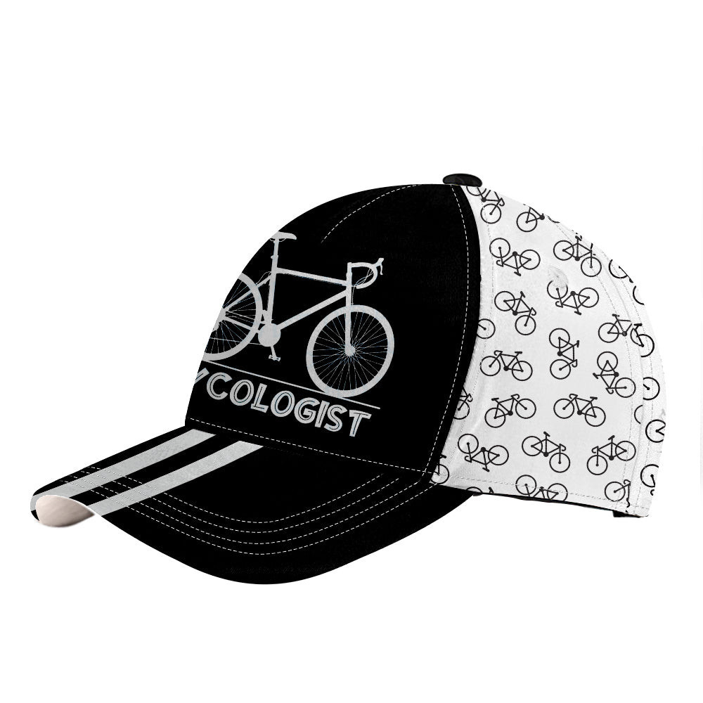 Adeenyc - Cycologist Classic Cap Baseball Hat, Black And White Mountain Bike Pattern Cycling Baseball Cap Trucker Hats Custom Hats Gifts For Men & Women