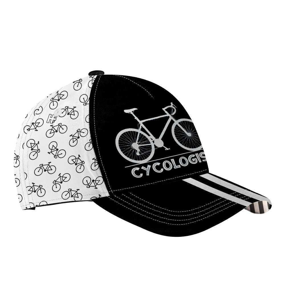 Adeenyc - Cycologist Classic Cap Baseball Hat, Black And White Mountain Bike Pattern Cycling Baseball Cap Trucker Hats Custom Hats Gifts For Men & Women