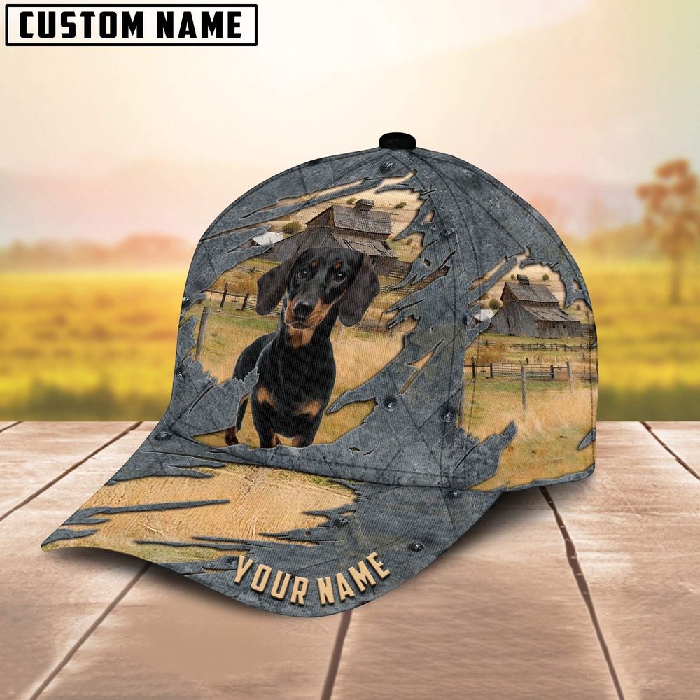 Adeenyc Dachshund Customized Name Cap, Farm Cap, Farmer Baseball Cap, Cow Cap, Cow Gift, Farm Animal Hat Trucker Hats Custom Hats Gifts For Men & Women