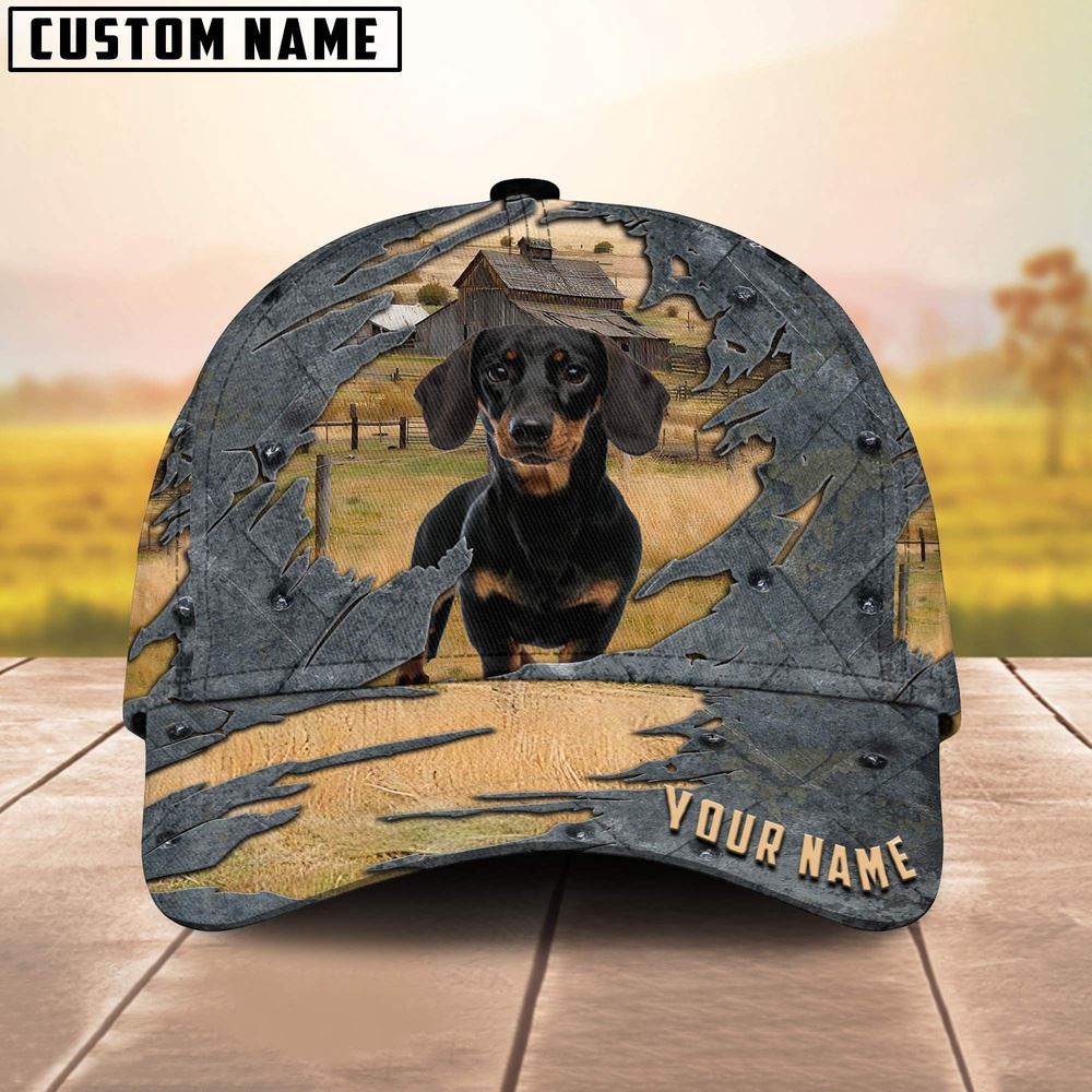 Adeenyc Dachshund Customized Name Cap, Farm Cap, Farmer Baseball Cap, Cow Cap, Cow Gift, Farm Animal Hat Trucker Hats Custom Hats Gifts For Men & Women