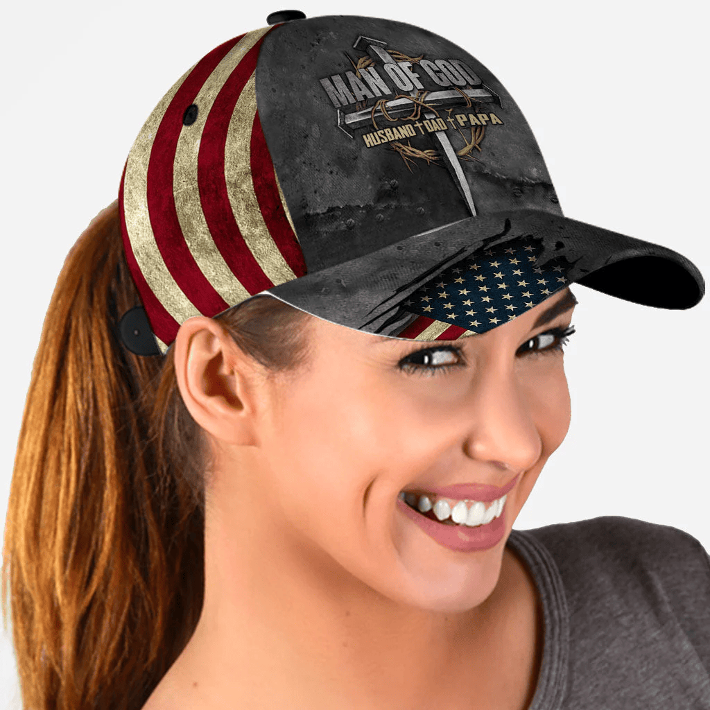 Adeenyc Dad The Man Of God Baseball Cap Hat Christian Classic Cap Hat Trucker Hats Custom Hats Gifts For Men & Women