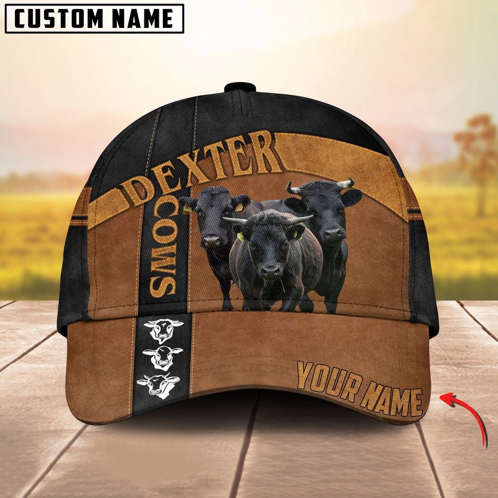 Adeenyc Dexter Black Traffic Line Leather Pattern Customized 3D Cap, Farm Cap, Farmer Baseball Cap, Cow Cap, Cow Gift, Farm Animal Hat Trucker Hats Custom Hats Gifts For Men & Women