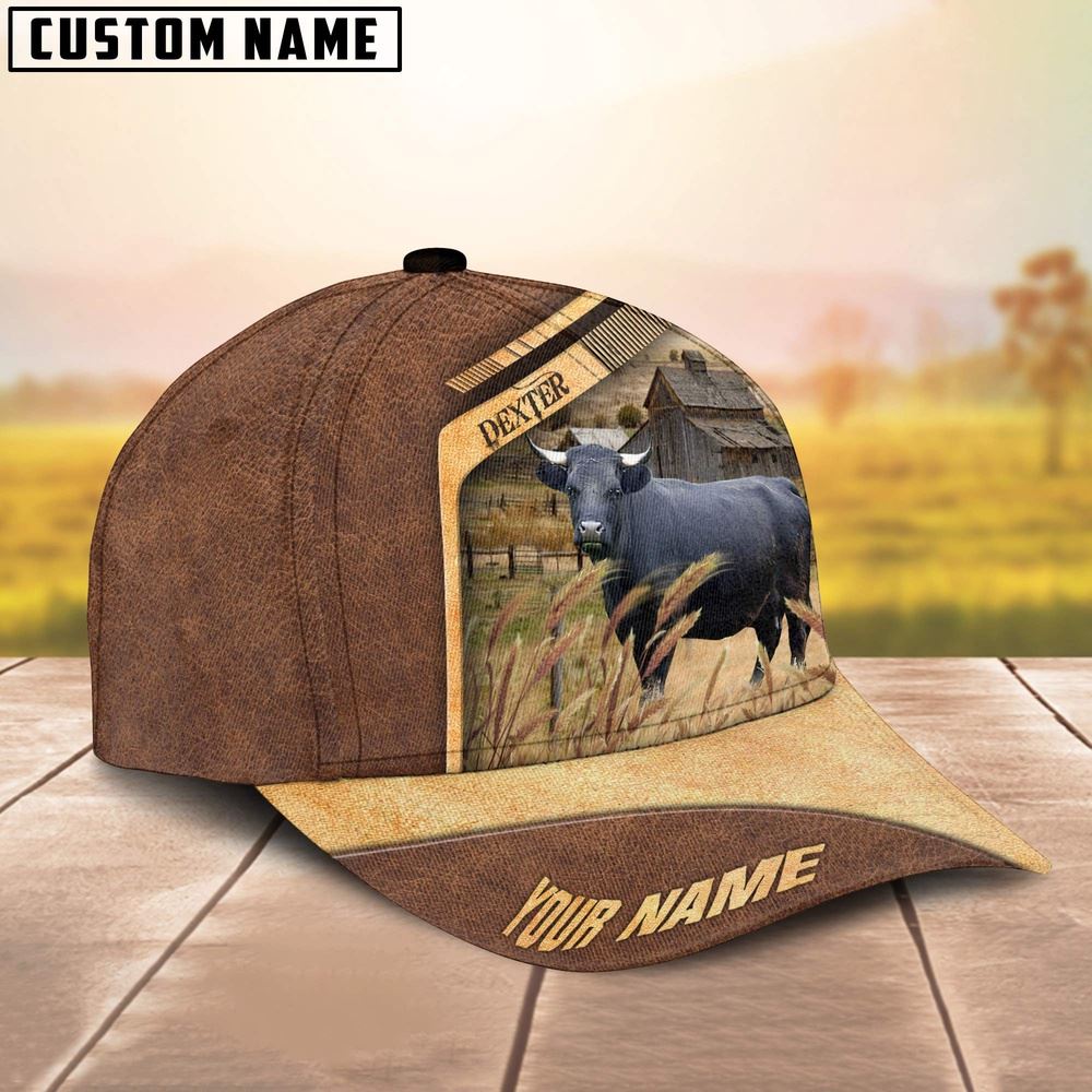 Adeenyc Dexter Cattle Customized Name Brown Farm Cap, Farm Cap, Farmer Baseball Cap, Cow Cap, Cow Gift, Farm Animal Hat Trucker Hats Custom Hats Gifts For Men & Women