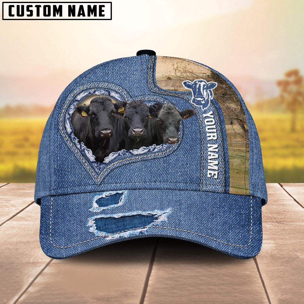 Adeenyc Dexter Customized Name Denim Cap, Farm Cap, Farmer Baseball Cap, Cow Cap, Cow Gift, Farm Animal Hat Trucker Hats Custom Hats Gifts For Men & Women