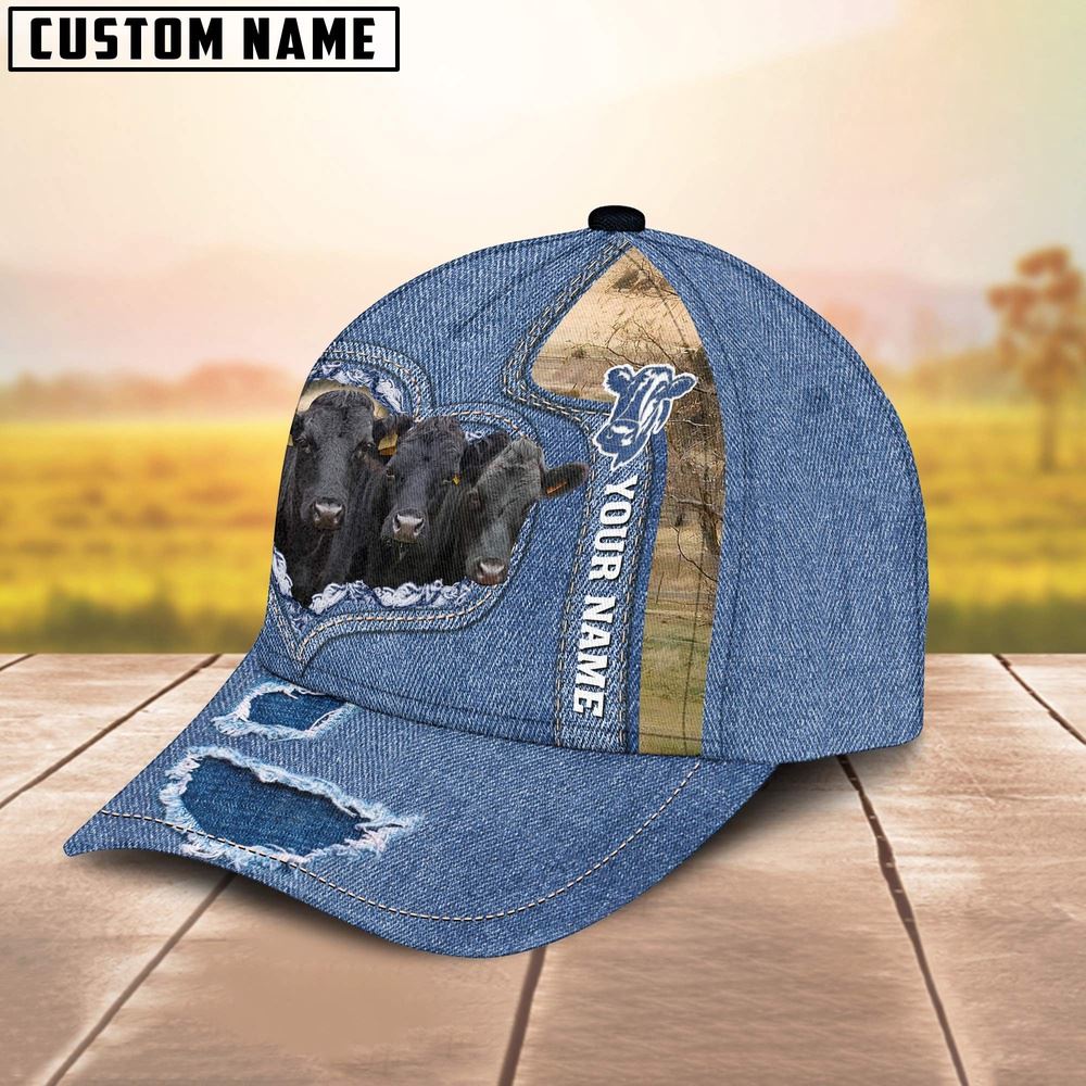 Adeenyc Dexter Customized Name Denim Cap, Farm Cap, Farmer Baseball Cap, Cow Cap, Cow Gift, Farm Animal Hat Trucker Hats Custom Hats Gifts For Men & Women