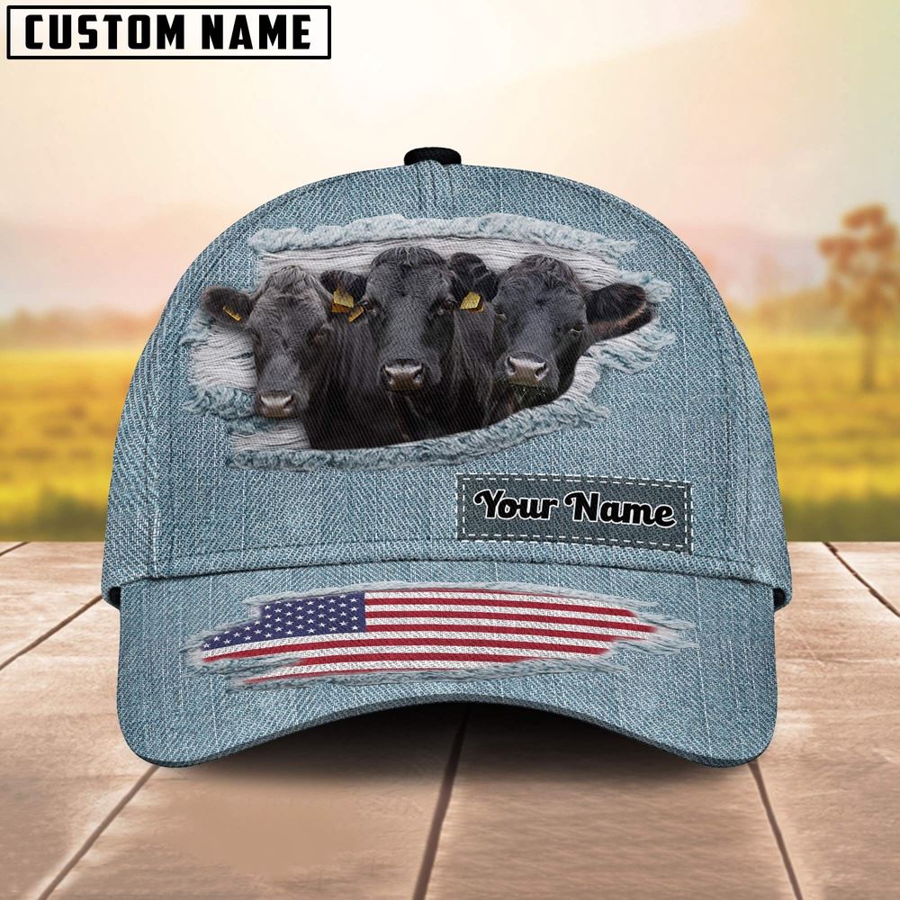 Adeenyc Dexter Jeans Pattern Customized Name Cap, Farm Cap, Farmer Baseball Cap, Cow Cap, Cow Gift, Farm Animal Hat Trucker Hats Custom Hats Gifts For Men & Women