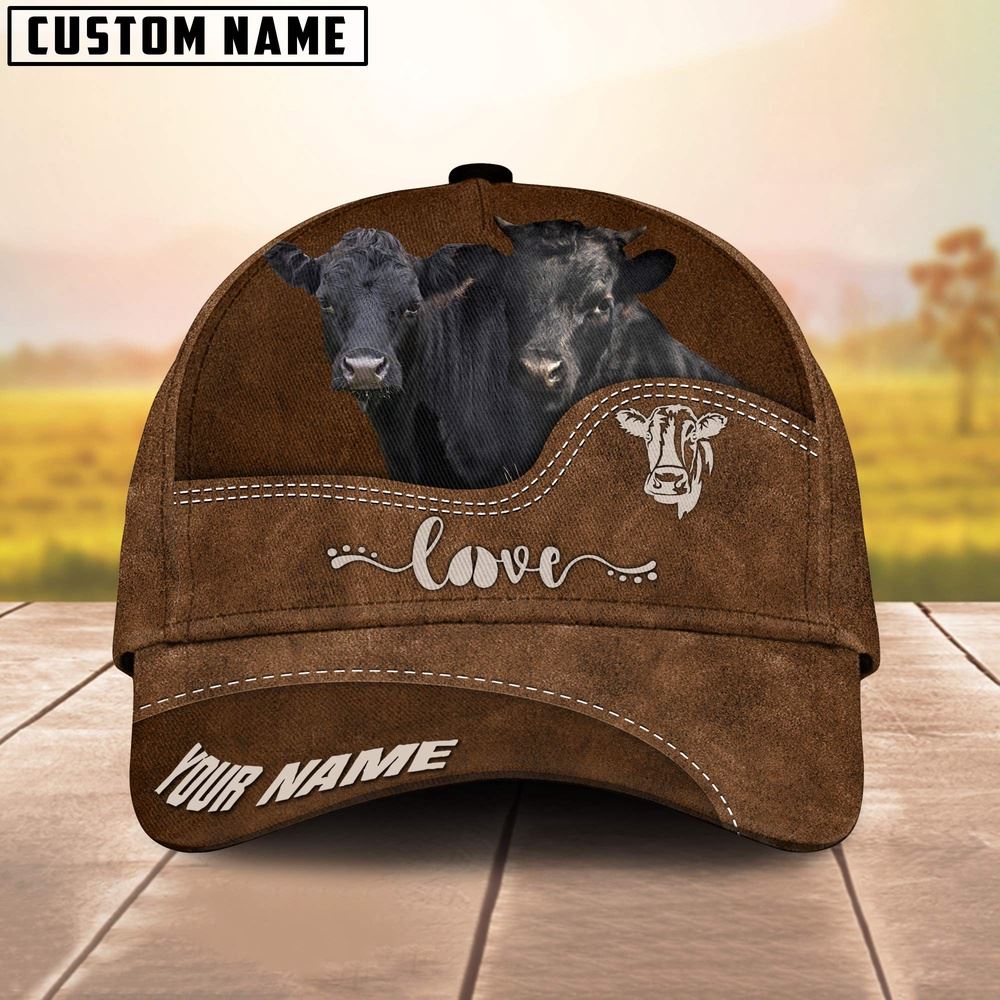 Adeenyc Dexter Love Leather Pattern Customized Name Cap, Farm Cap, Farmer Baseball Cap, Cow Cap, Cow Gift, Farm Animal Hat Trucker Hats Custom Hats Gifts For Men & Women