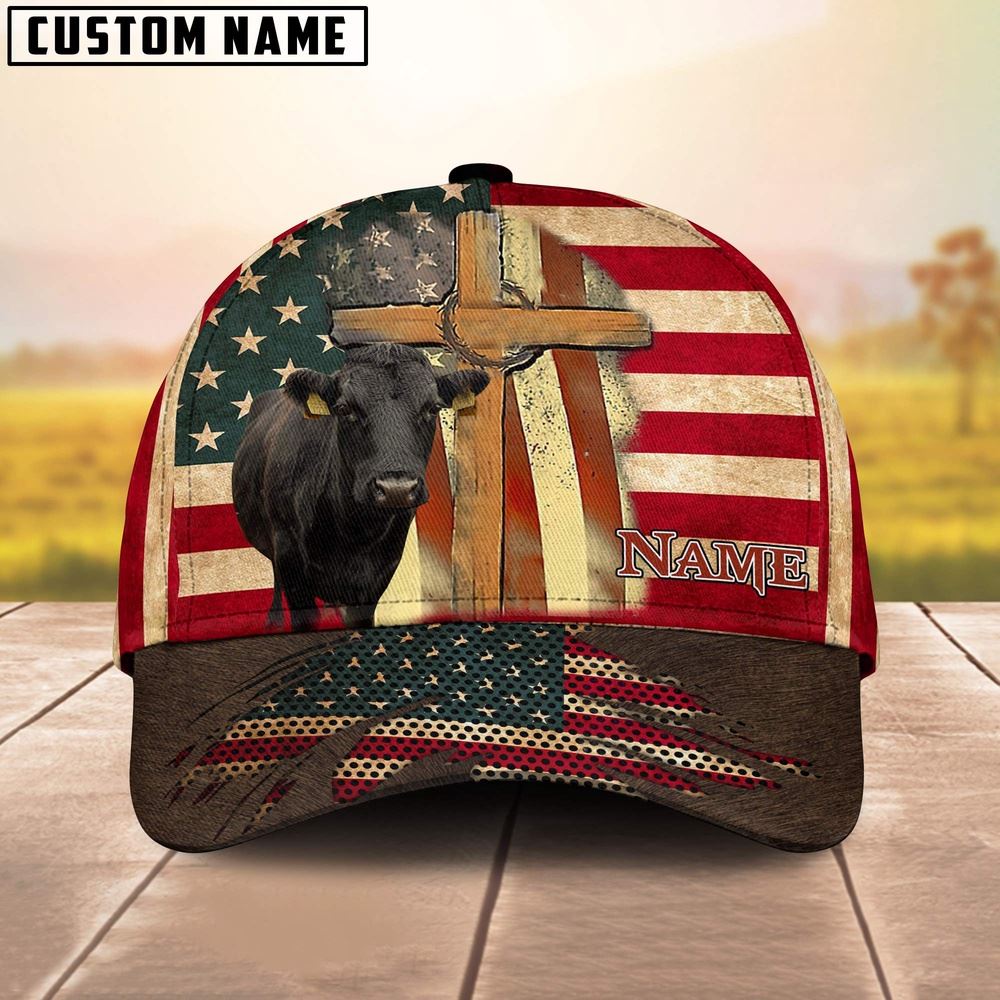 Adeenyc Dexter USA Flag Customized Name Cap, Farm Cap, Farmer Baseball Cap, Cow Cap, Cow Gift, Farm Animal Hat Trucker Hats Custom Hats Gifts For Men & Women