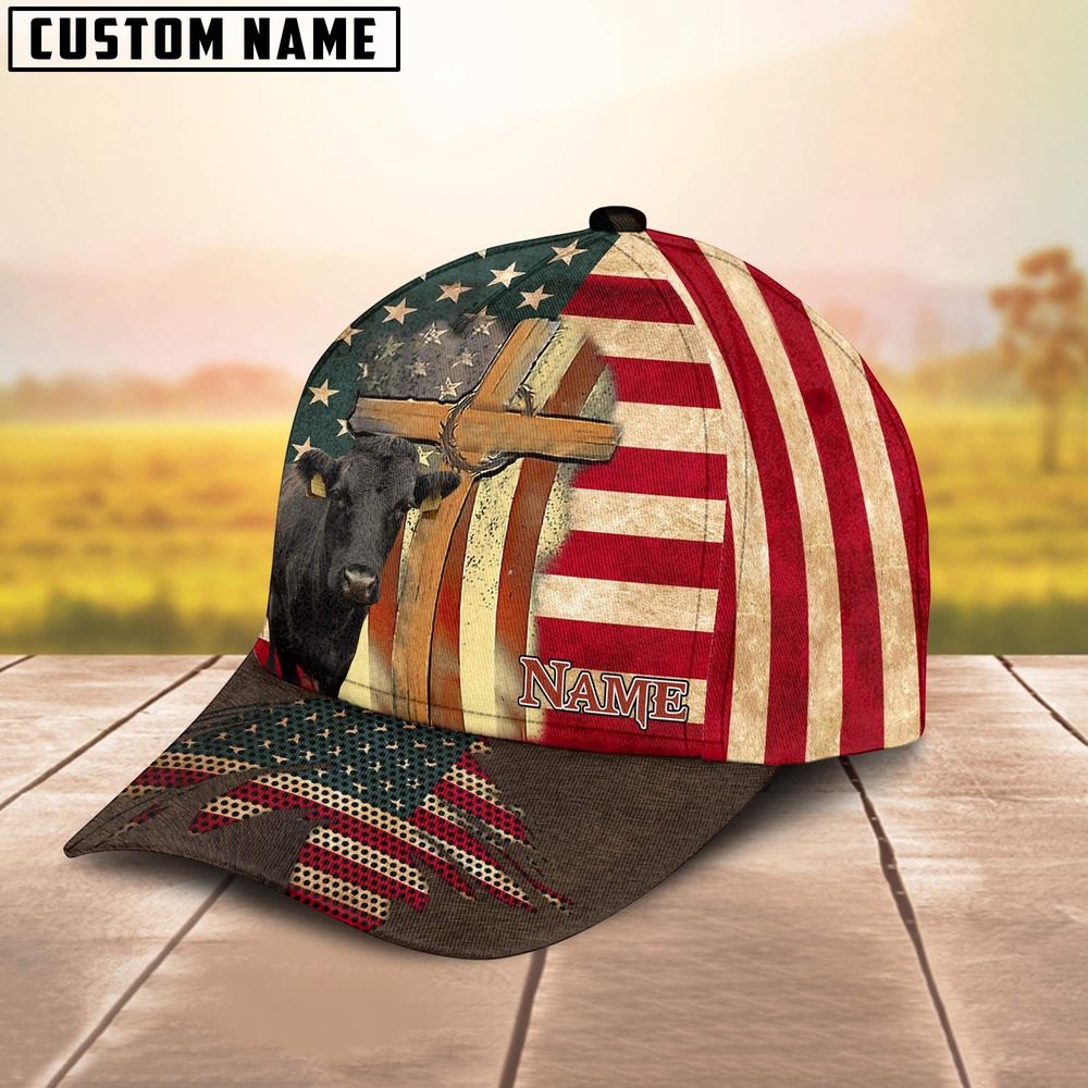 Adeenyc Dexter USA Flag Customized Name Cap, Farm Cap, Farmer Baseball Cap, Cow Cap, Cow Gift, Farm Animal Hat Trucker Hats Custom Hats Gifts For Men & Women