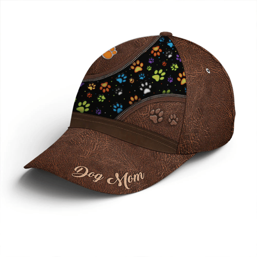 Adeenyc Dog Mom Dog Pawn Printed Leather Style Baseball Cap Trucker Hats Custom Hats Gifts For Men & Women