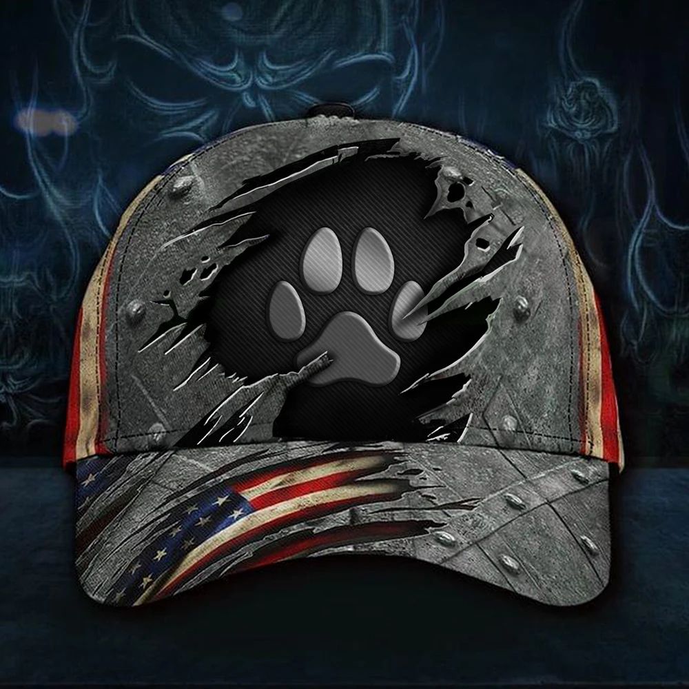 Adeenyc Dog Paw Hat 3D Print American Cap Vintage Old Retro Unique Men's Hat For Dog Lovers Trucker Hats Custom Hats Gifts For Men & Women