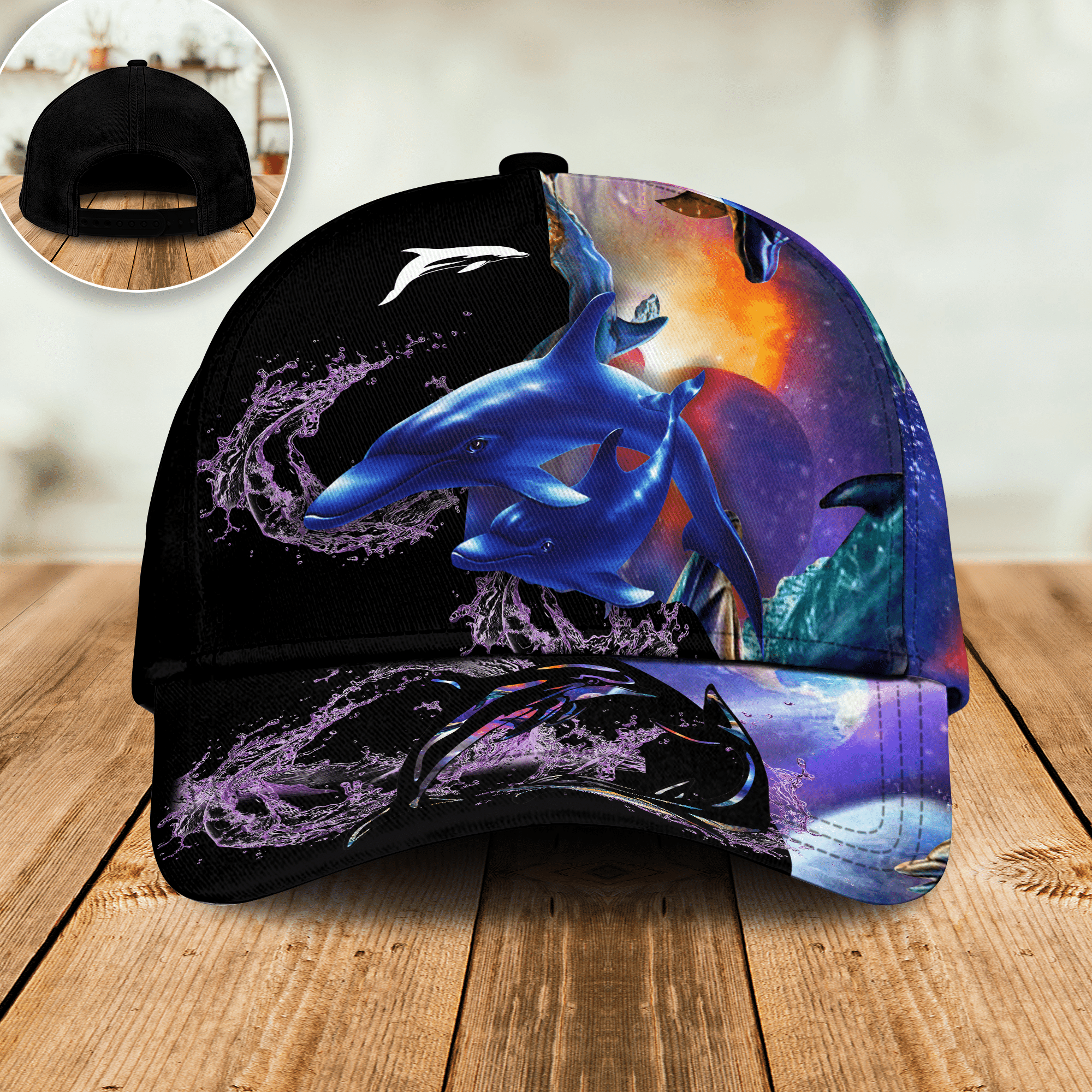Adeenyc - Dolphin Into The Galaxy - Classic Cap Baseball Hat Trucker Hats Custom Hats Gifts For Men & Women