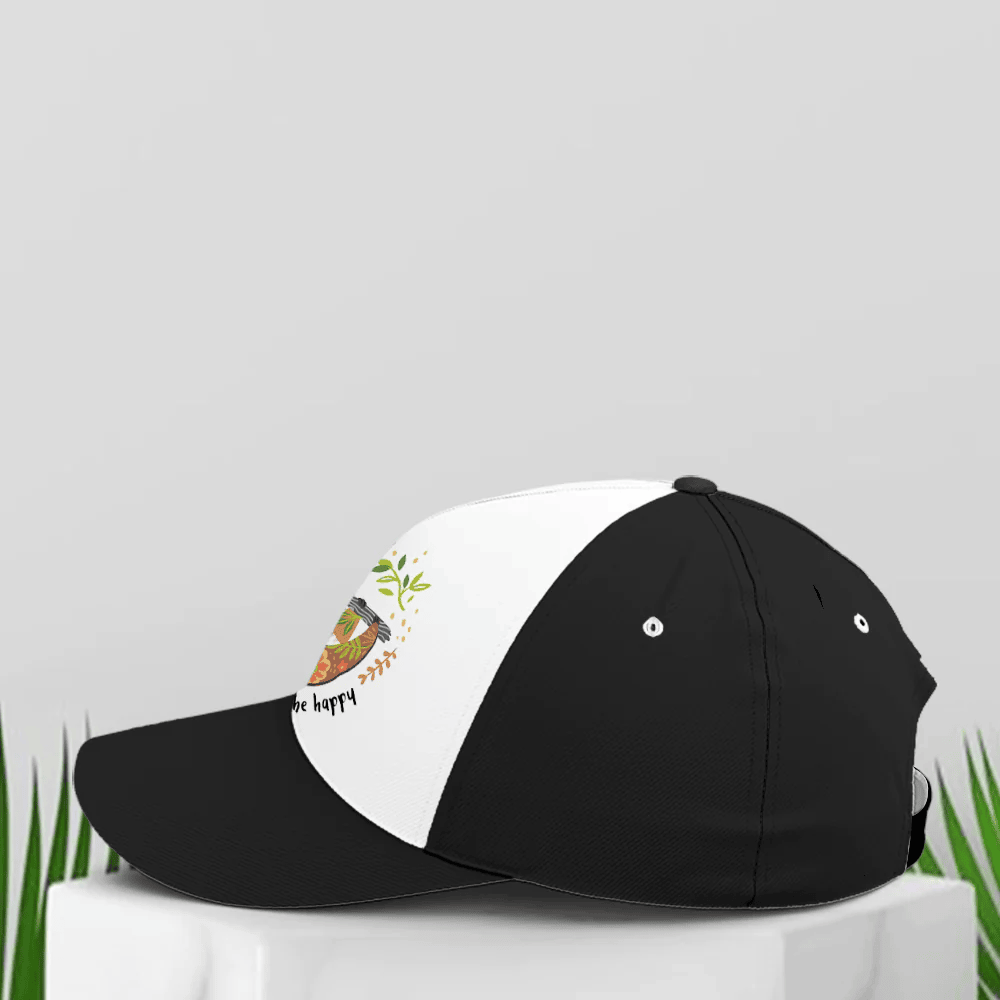 Adeenyc Don't Hurry Be Happy Floral Sloth Baseball Cap Trucker Hats Custom Hats Gifts For Men & Women